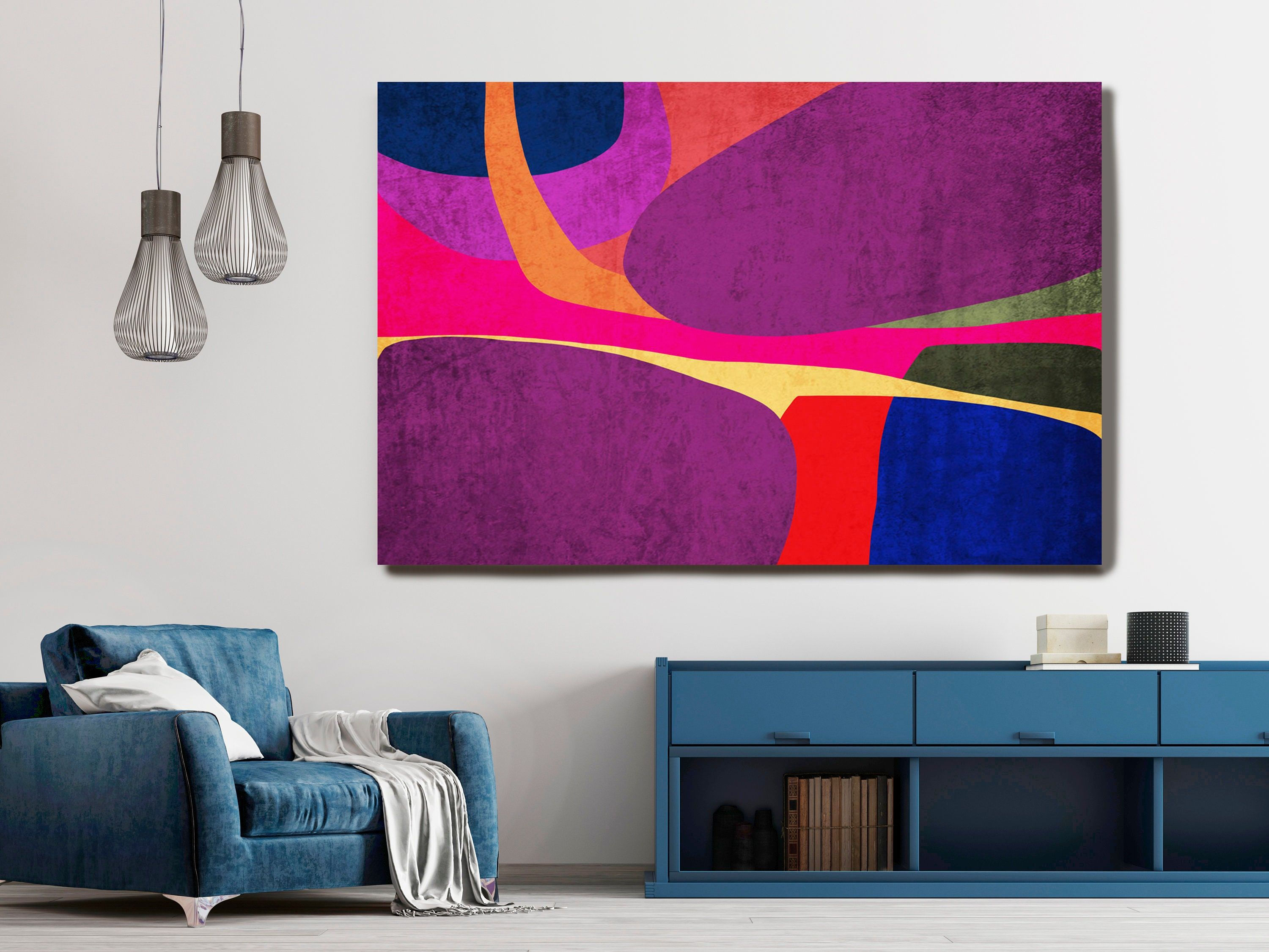 Wallpaper #FGfC_5IBSpphPi3-96QM117 Geometric Mid Century Large Canvas Art Print Abstract Wall Etsy