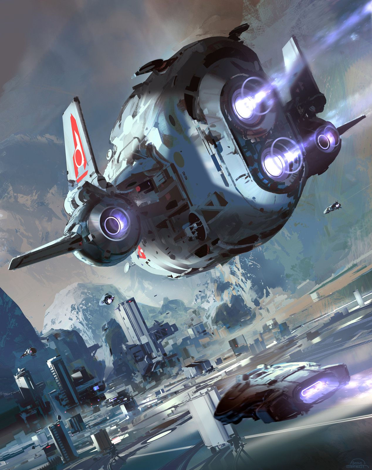 Wallpaper #W2dA_5IBSpphPi3-PqJe120 Rendez Vous Sparth Spaceship Art Science Fiction Artwork Sci Fi