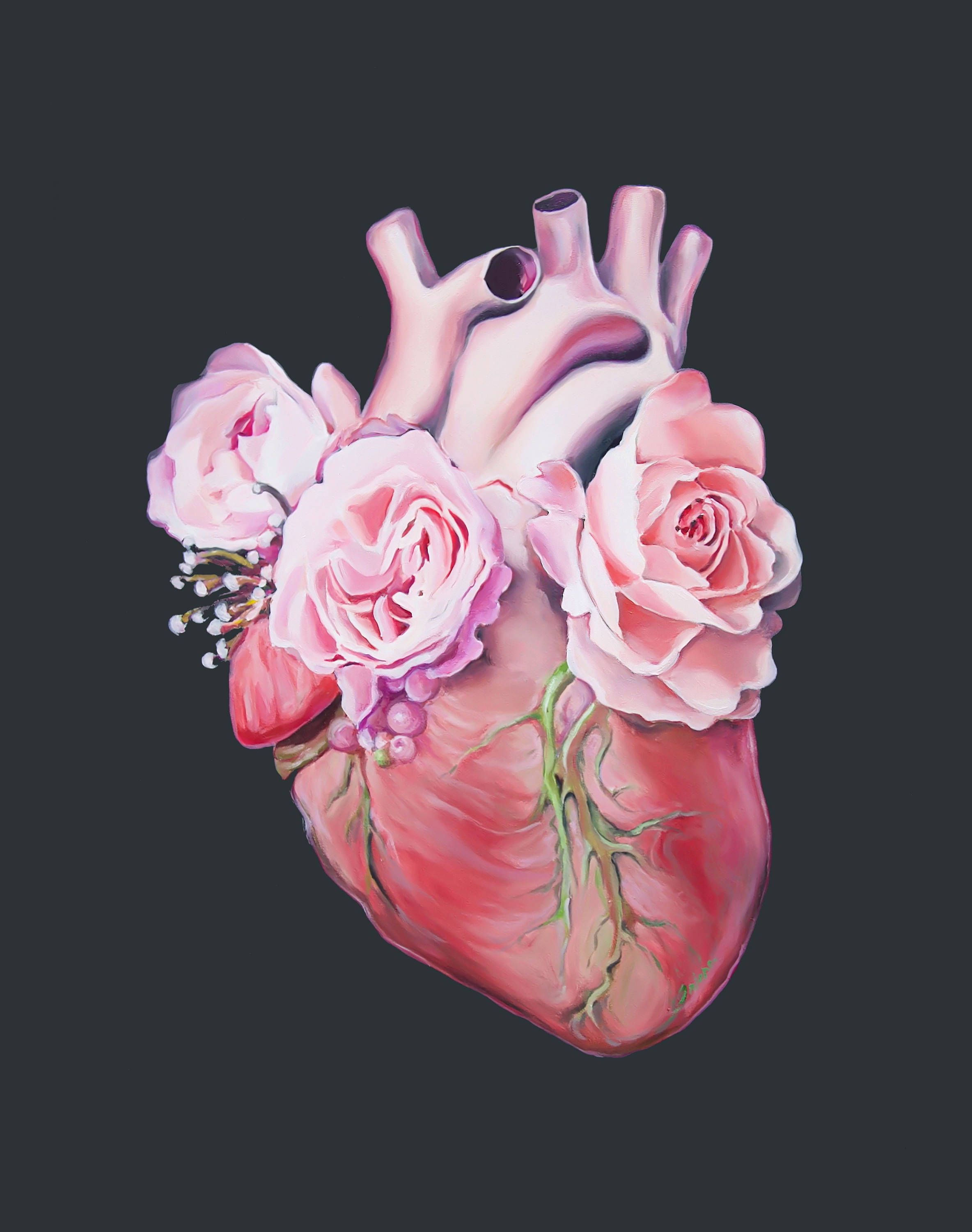 Wallpaper #WWdkEpMBSpphPi3-tvsO279 Floral Heart Ii Anatomy Heart Print of Oil Painting Etsy Arte Com