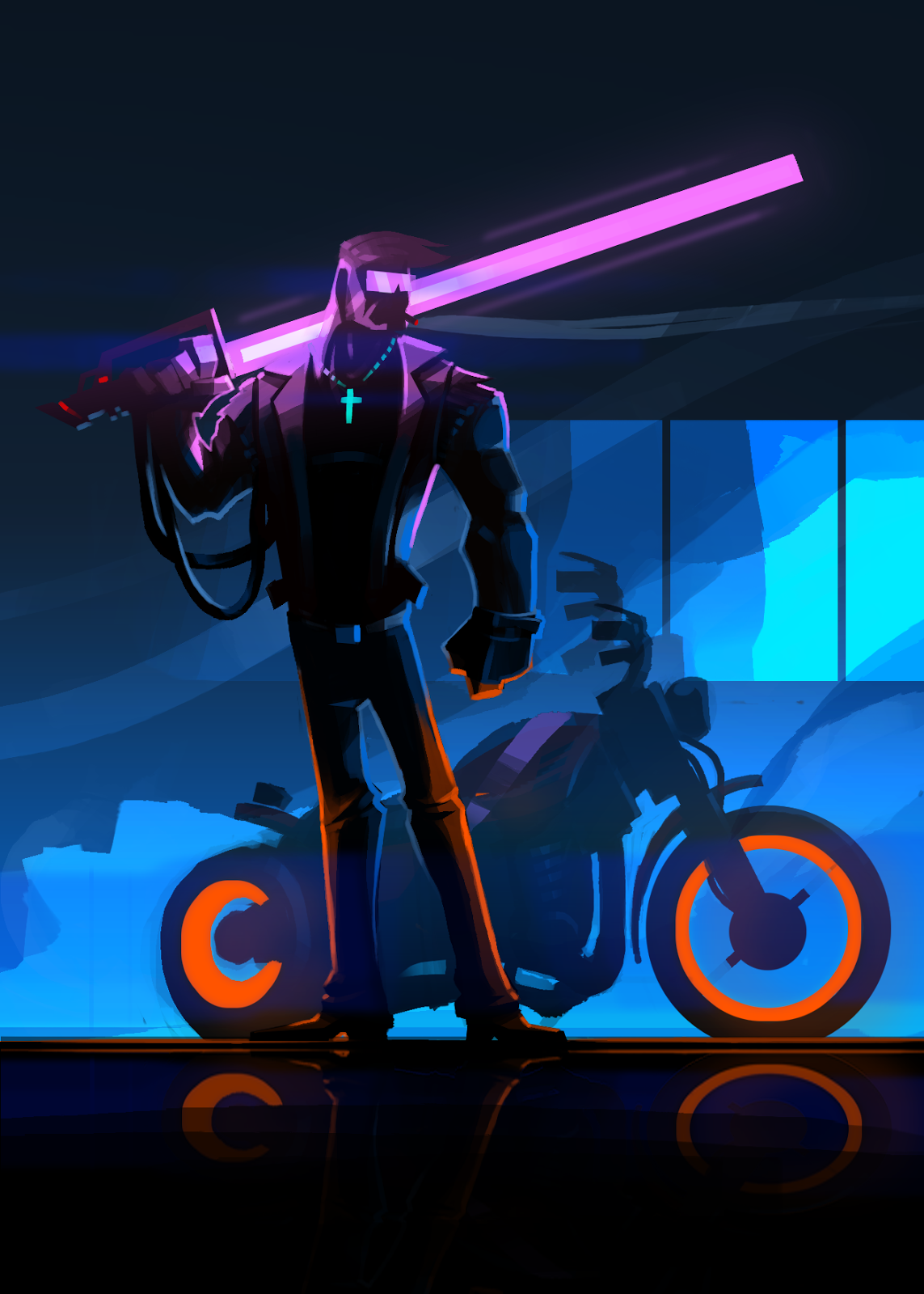 Wallpaper #D3TYxY4B_8f4nGFaNnH632 Neo 80s Biker Neon Noir Synthwave Art Retro Futurism