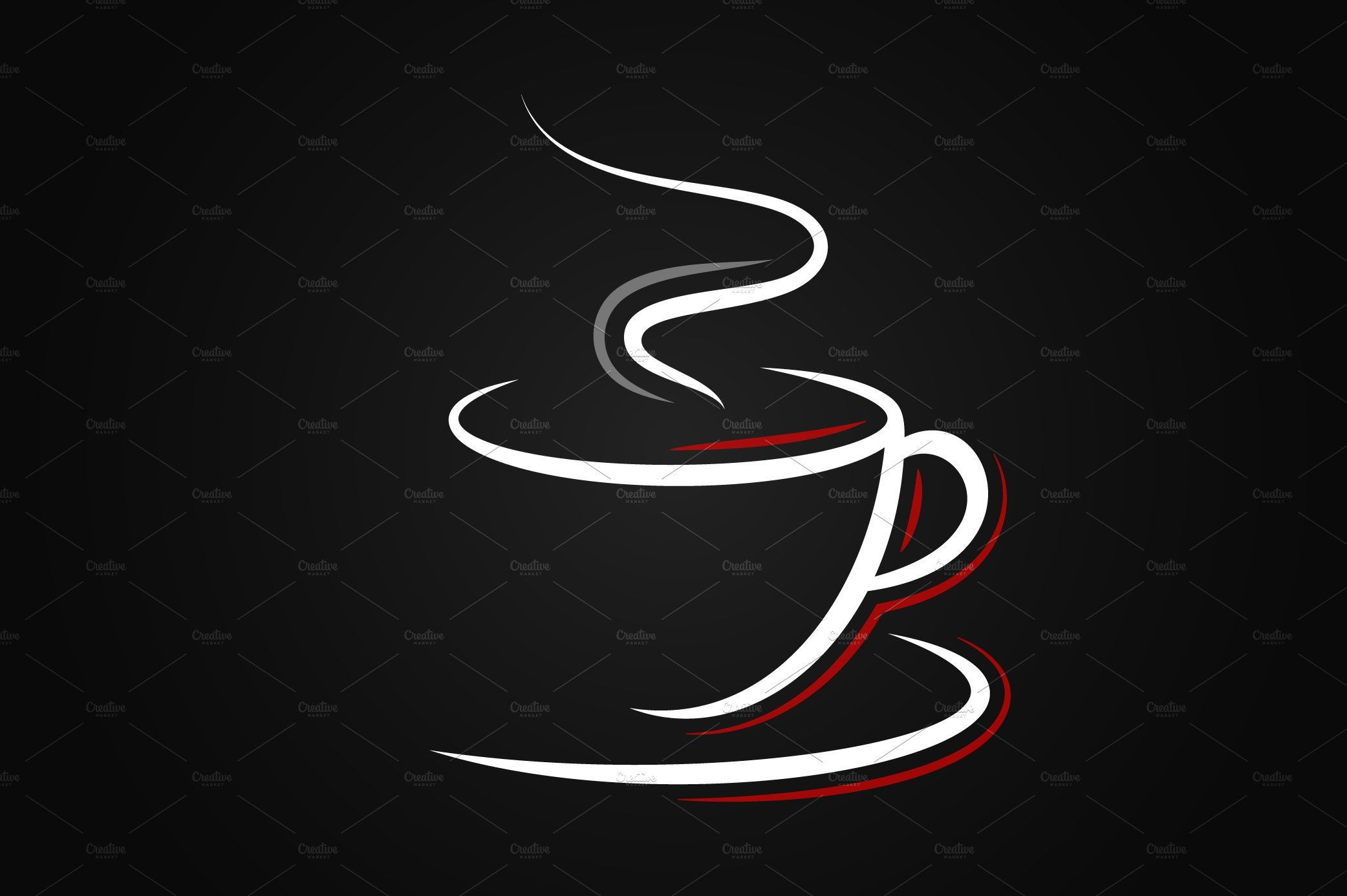 Wallpaper #bmf7CpMBSpphPi3-Utdd221 Coffee Cup Logo on Black Background by Pushlogo on at Creativemarket