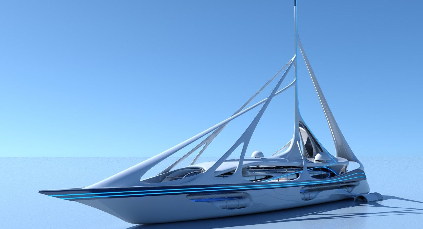 Wallpaper #uH0K8o4Bnwiau_P6_Aoo28 Artstation Futuristic Yacht 01 Giimann Fantasy World Sailing
