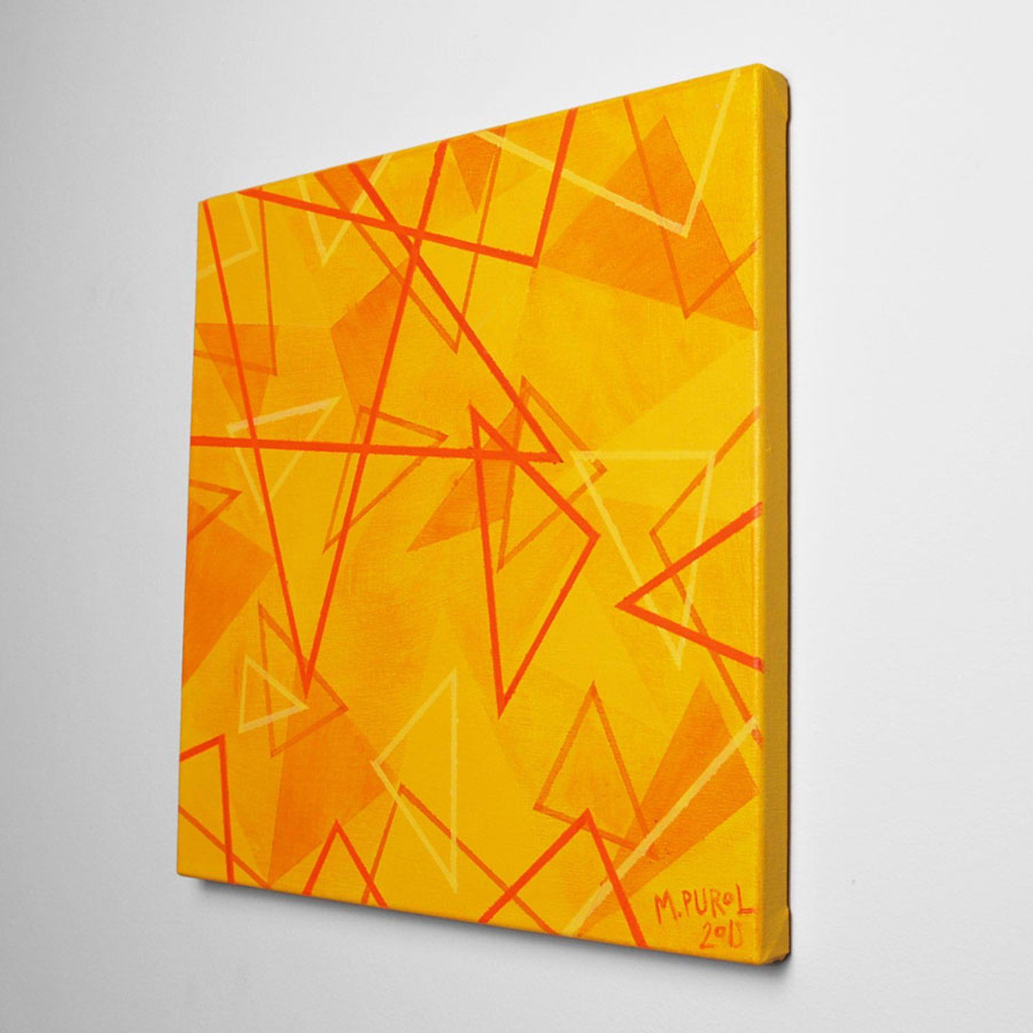 Wallpaper #Or7nKZMByHDW_7MSm2gO70 Abstract Acrylic Painting Yellow Triangles Colorfull Geometrical Modern