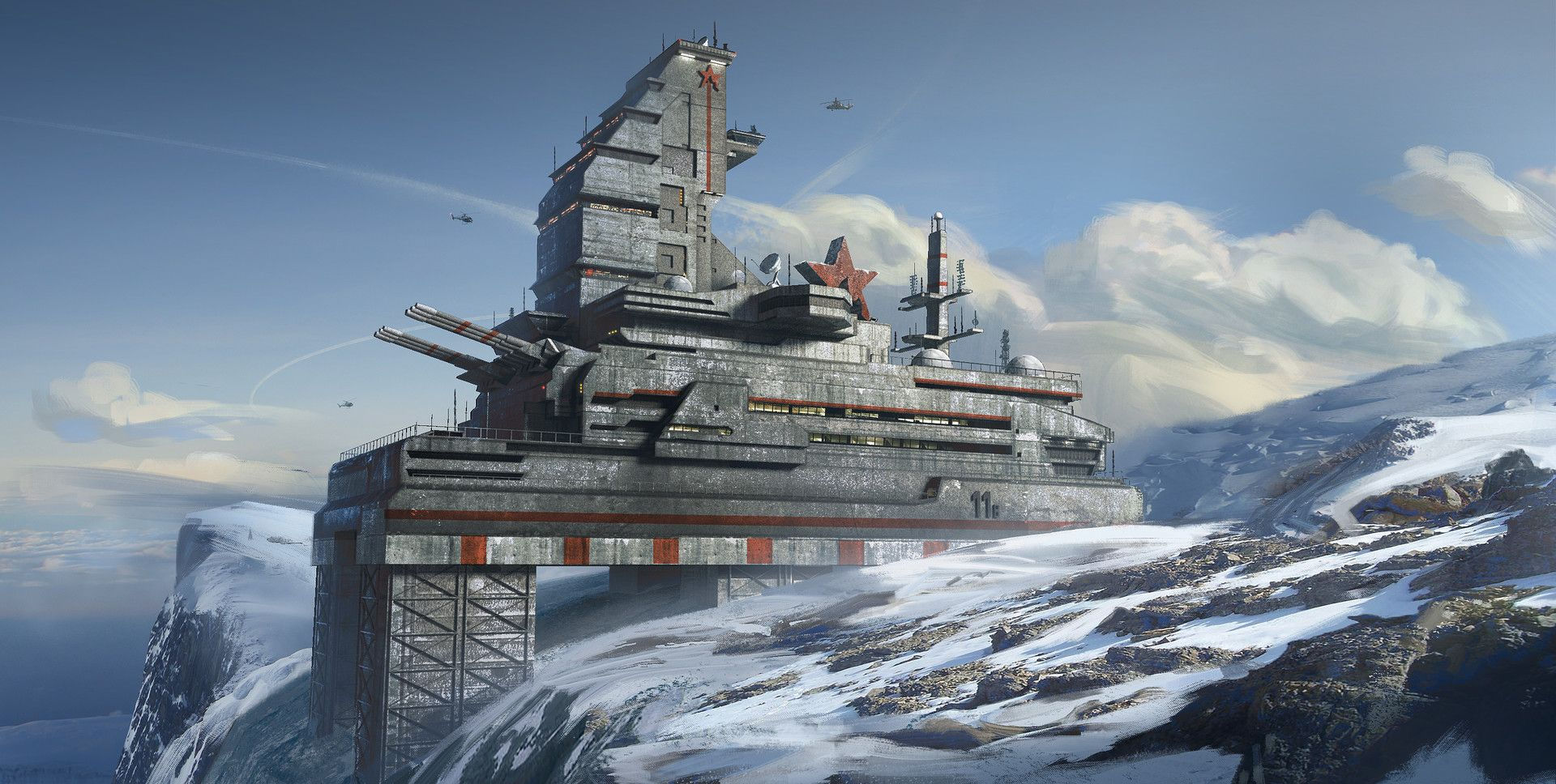 Wallpaper #F2gVHZMBSpphPi3-LCUb240 An Artists Rendering of a Sci Fi Ship on Top of a Mountain