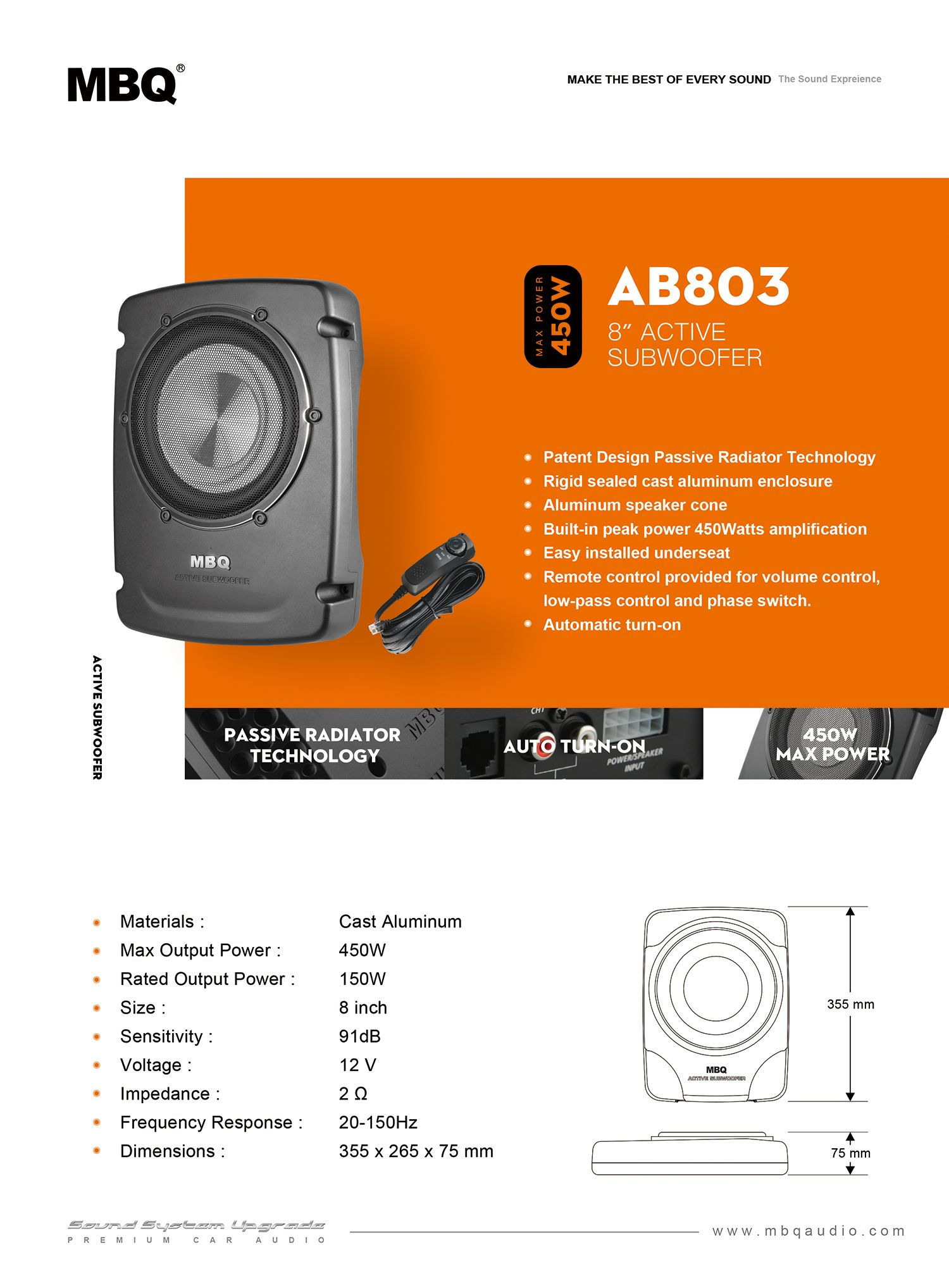 Wallpaper #0GjUI5MBSpphPi3-fza6307 Mbq Car Audio Subwoofer 450w Slim Underseat Aluminum Subwoofer Patent