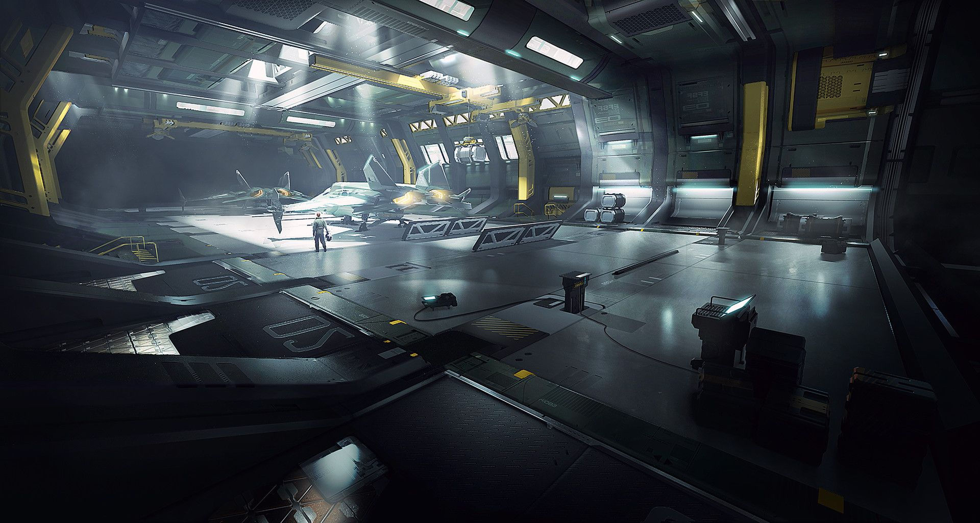 Wallpaper #rBmbHo8BtGB6xQ78Z3ny27 Idris Hangar Daniel Joustra Star Citizen Sci Fi Architecture