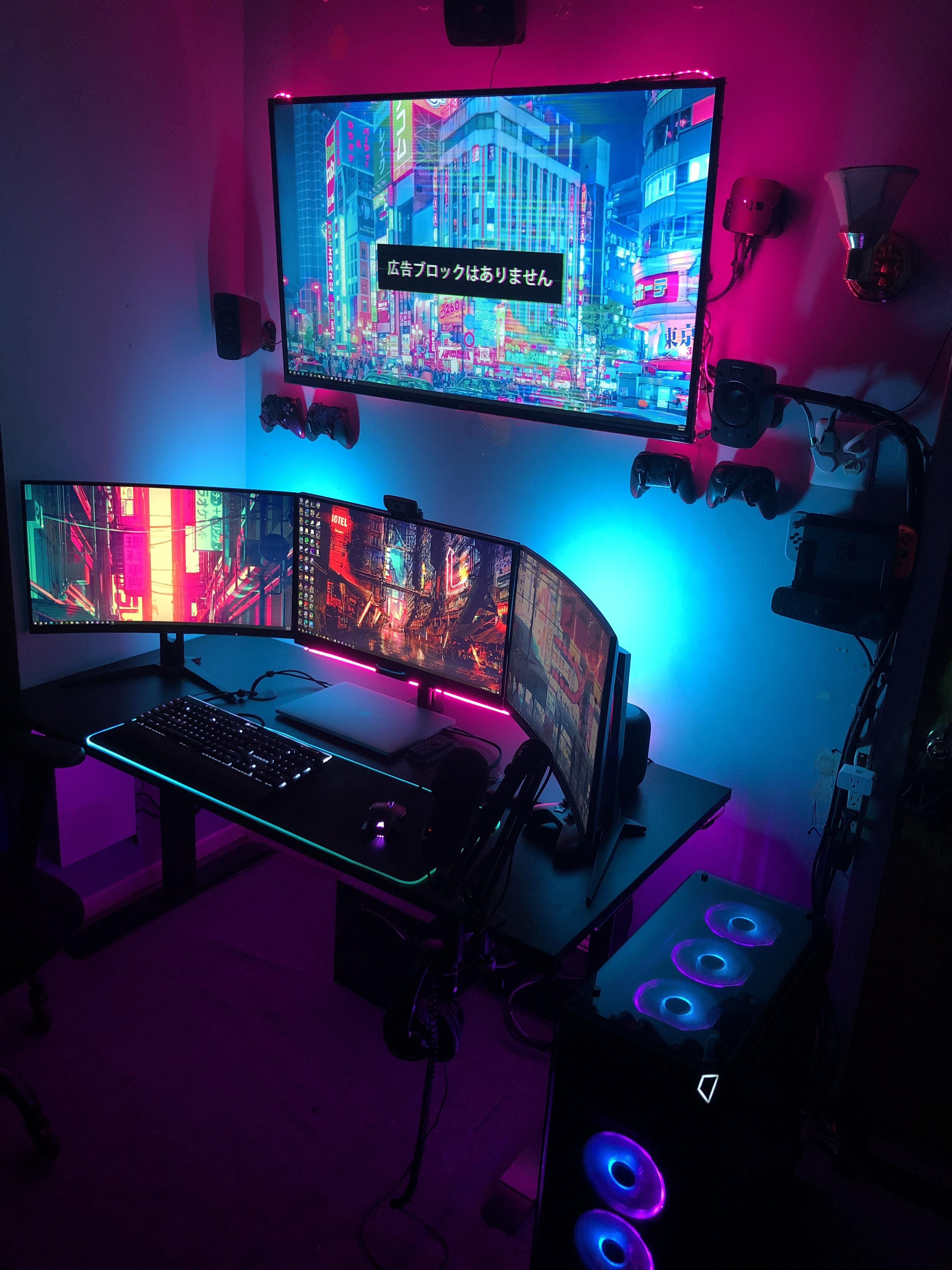 Wallpaper #MWcjC5MBSpphPi3-X9jd304 My Office Has Rgb Computer Desk Setup Computer Gaming Room Gaming