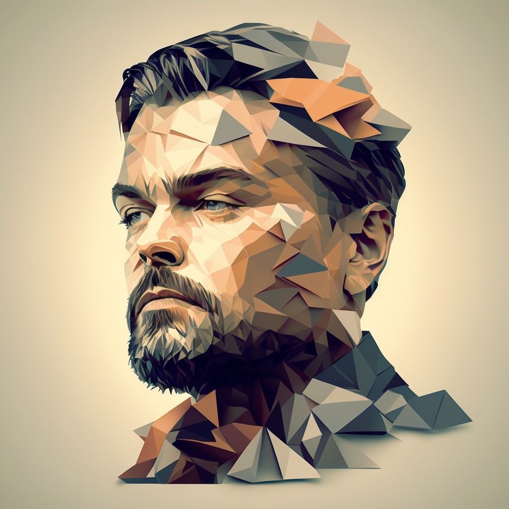 Wallpaper #ime4ApMBSpphPi3-D7BO432 A Mans Face is Made Up of Triangles