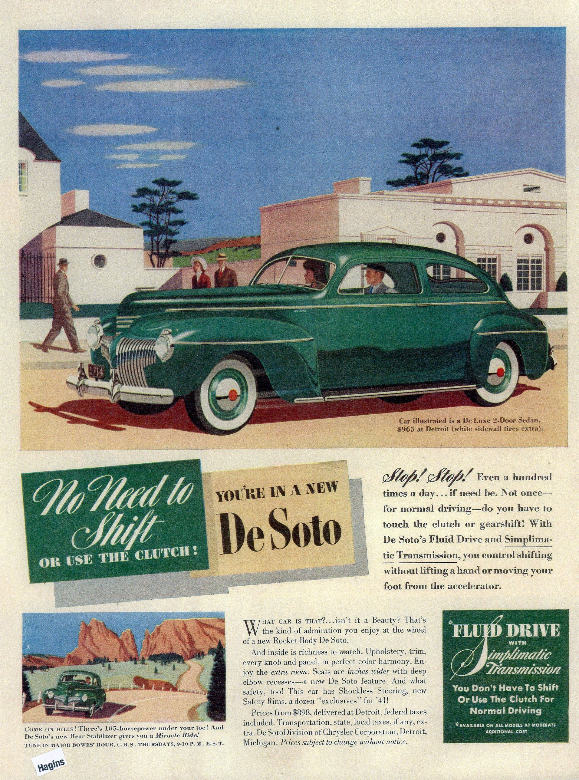 Wallpaper #4aeuMpMBlSzal8H1CtvX135 1941 Desoto Deluxe 2 Door Sedan Vintage Advertising Art Car