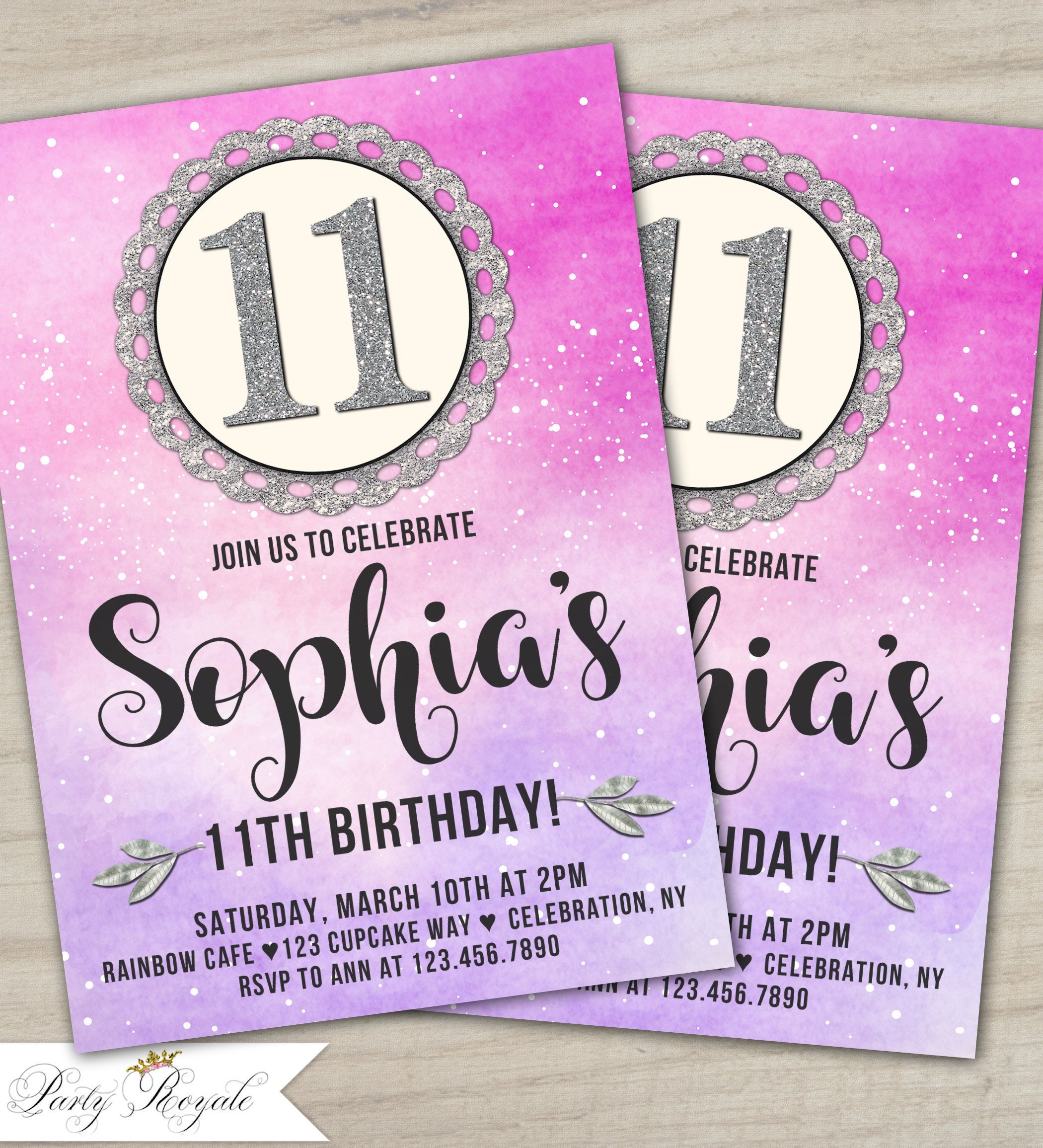 Wallpaper #9afa6 11th Birthday Invitation Templates