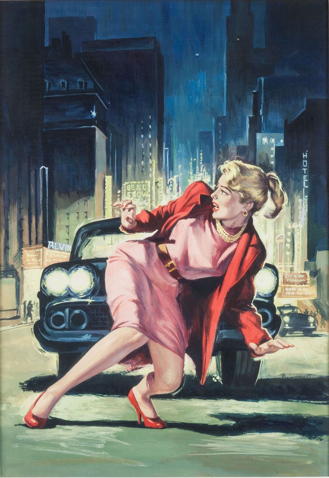 Wallpaper #-vSTOpMBKFX8bn3rTngm70 Captivating Pulp Art in the Headlights