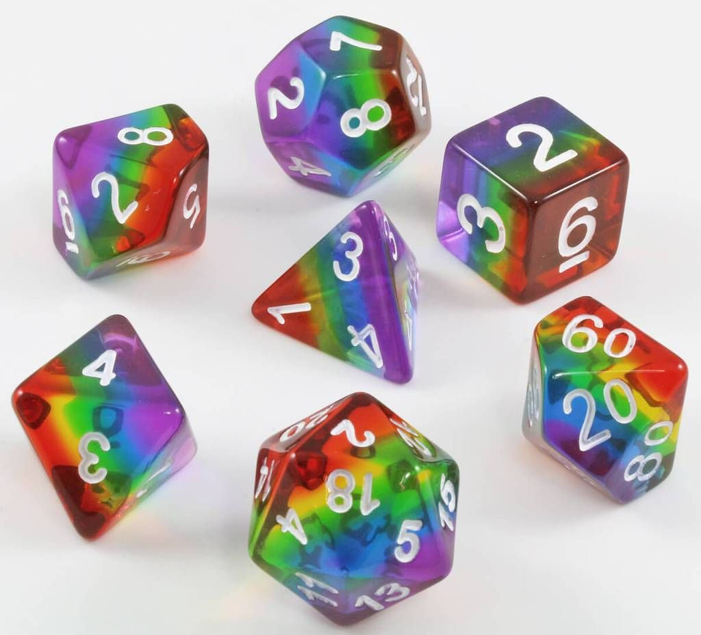 Wallpaper #g2zNKZMBMyCOpUSXDRRd227 Rainbow Dice Translucent 7pc Rpg Role Playing Game Dice Set Dark