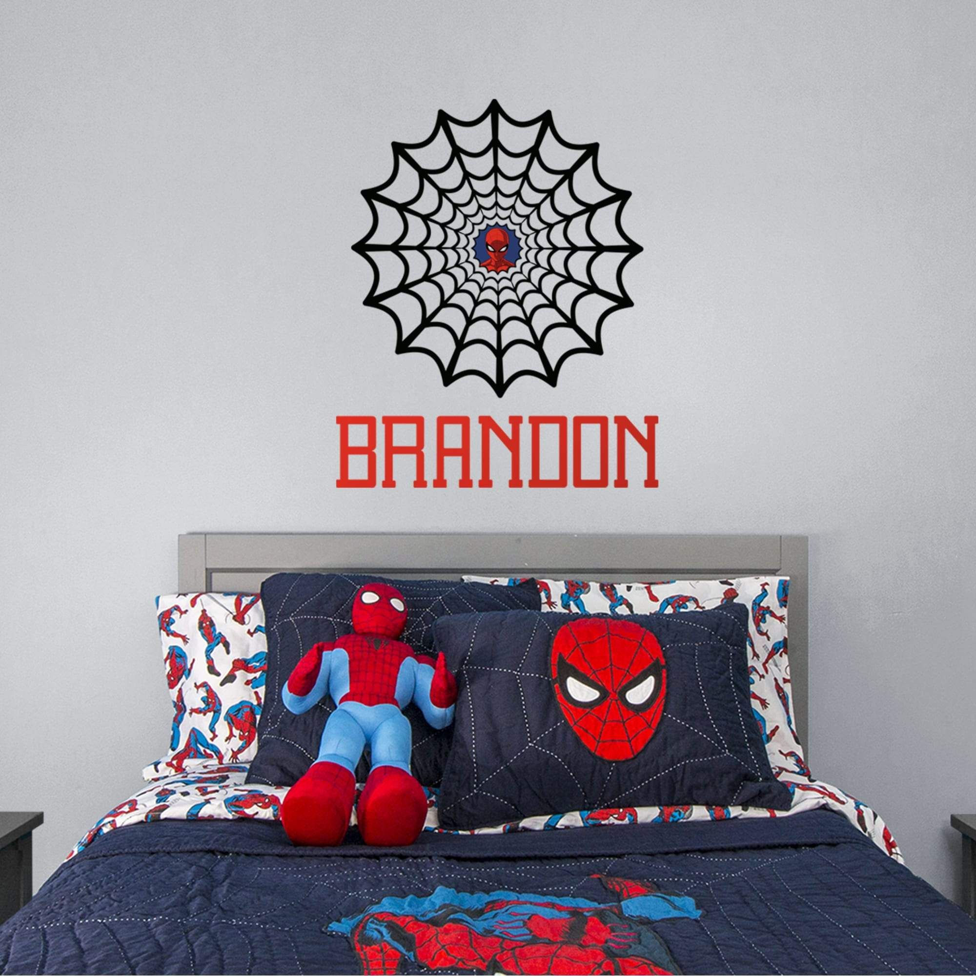 Wallpaper #fj_7O5MBLiIJ4c9OWJBi22 Spider Man Web Personalized Name Officially Licensed Removable Tran