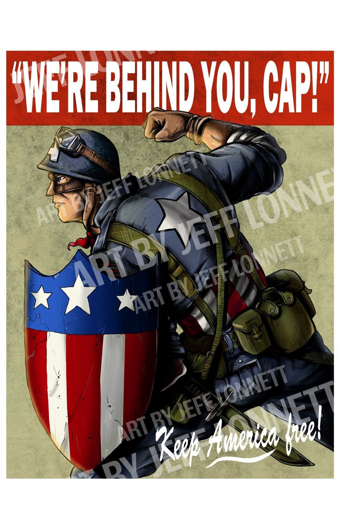 Wallpaper #TzHkNZMB5zzyi_yYKVgZ12 Captain America Were Behind Cap Propaganda Style Poster 11x17 80lb