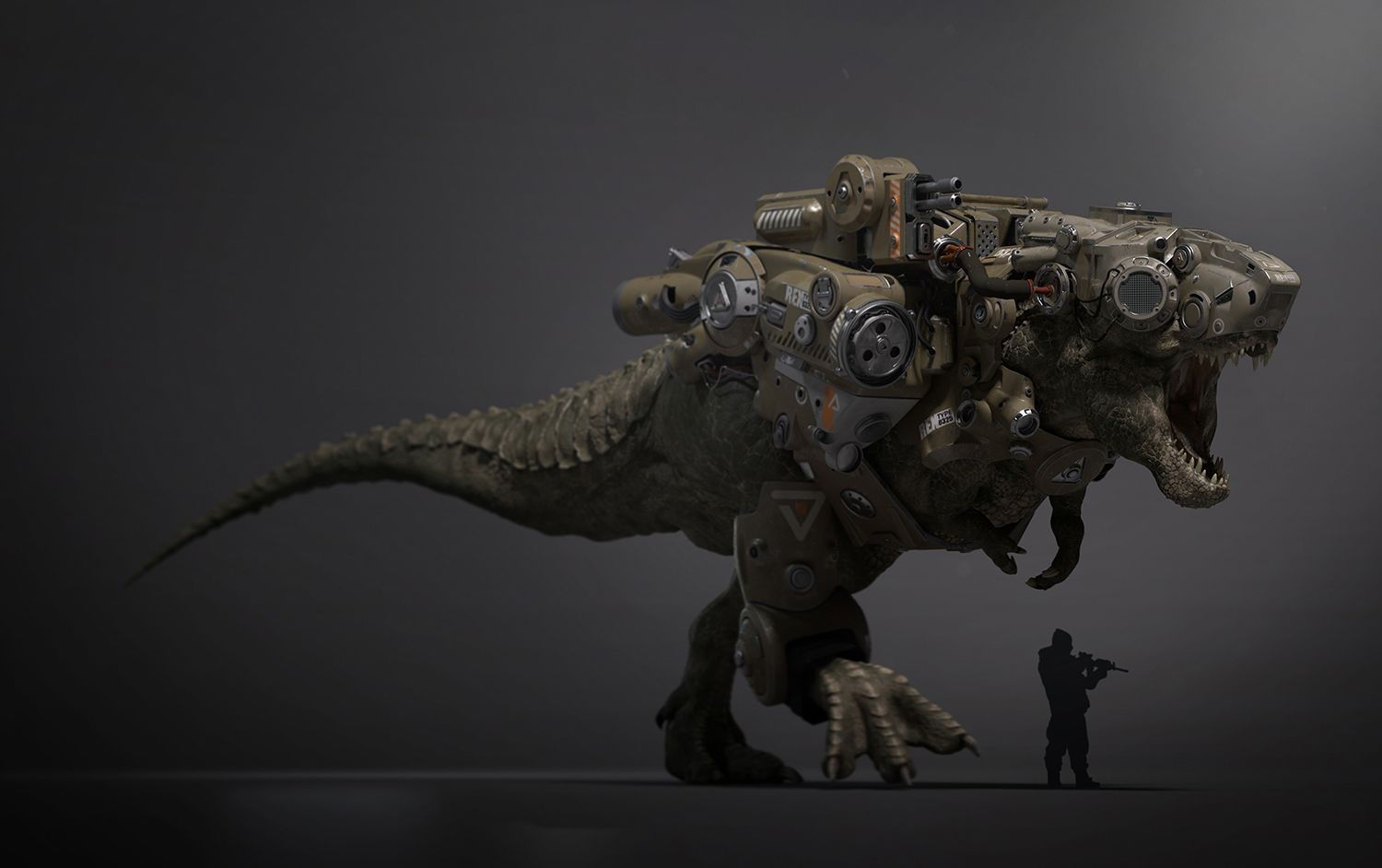 Wallpaper #32cE-5IBSpphPi3-g5LU11 Warrior Rex Robot Animal Futuristic Art Dinosaur Art