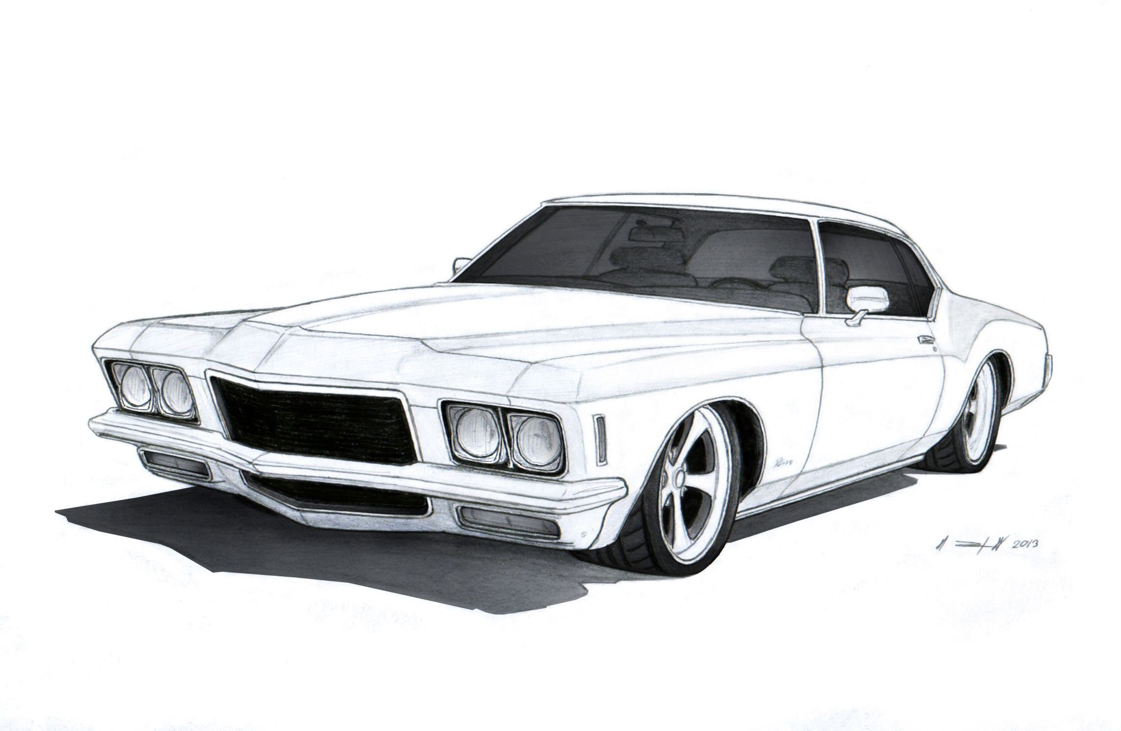 Wallpaper #jEAOMJMBJhL2WPbav7_7287 1971 Buick Riviera Custom Drawing by Vertualissimodeviantartcom on