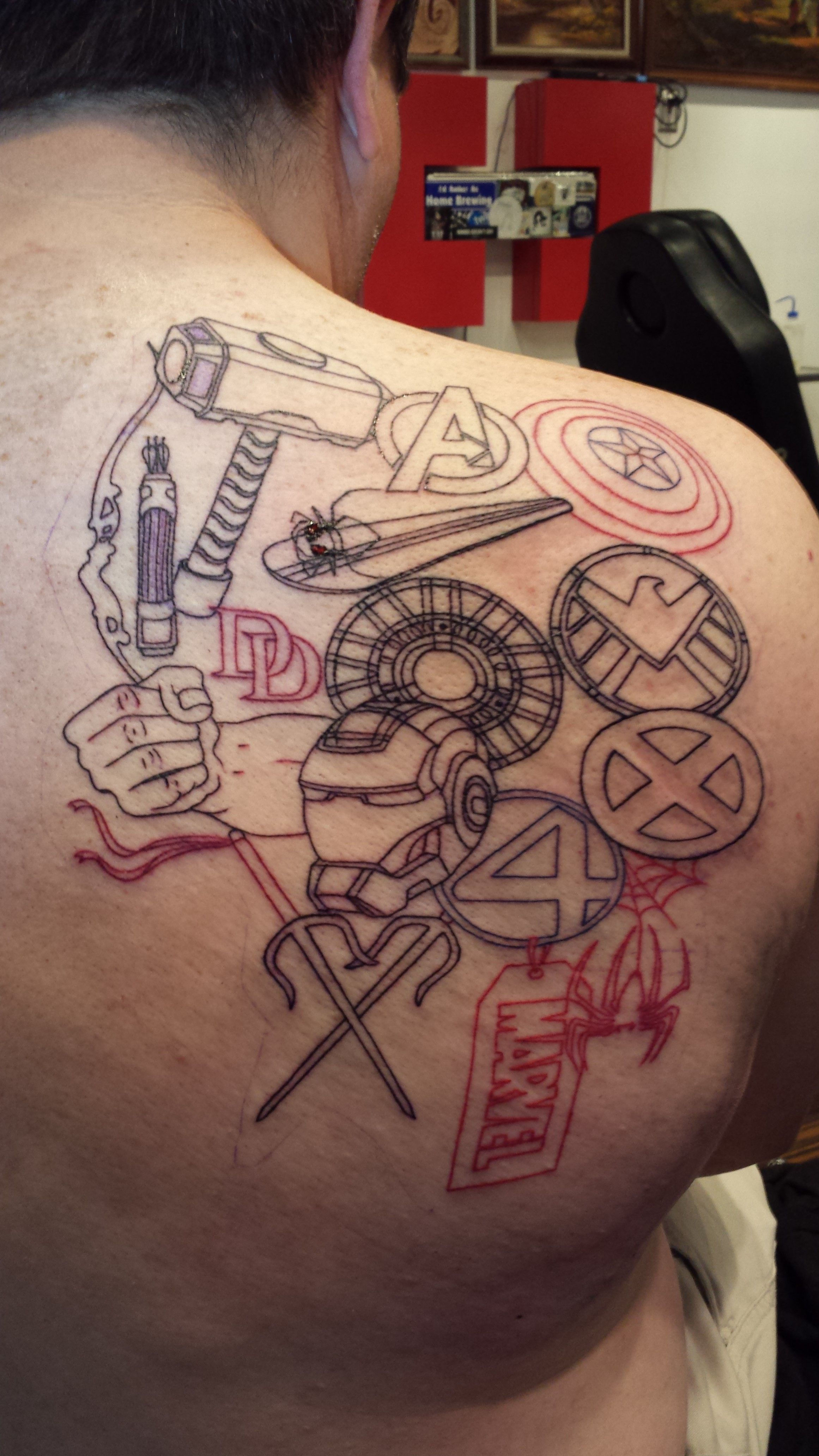 Wallpaper #gVhtNJMBzN9vxX34_jyk59 The Beginning of My Marvel Tattoo 20 More Hours to Go Great Tattoos