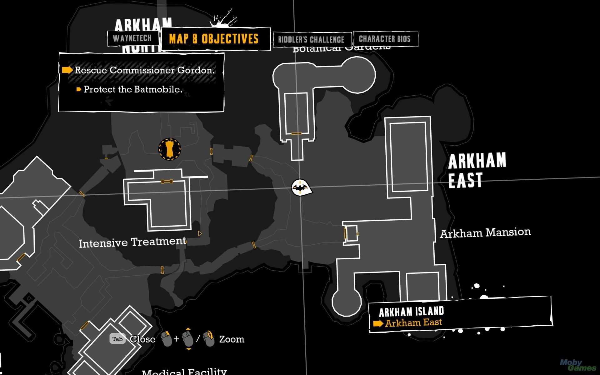 Wallpaper #JGf995IBSpphPi3-tYhi259 Batman Arkham Asylum Map and Objectives Interface Arkham Asylum