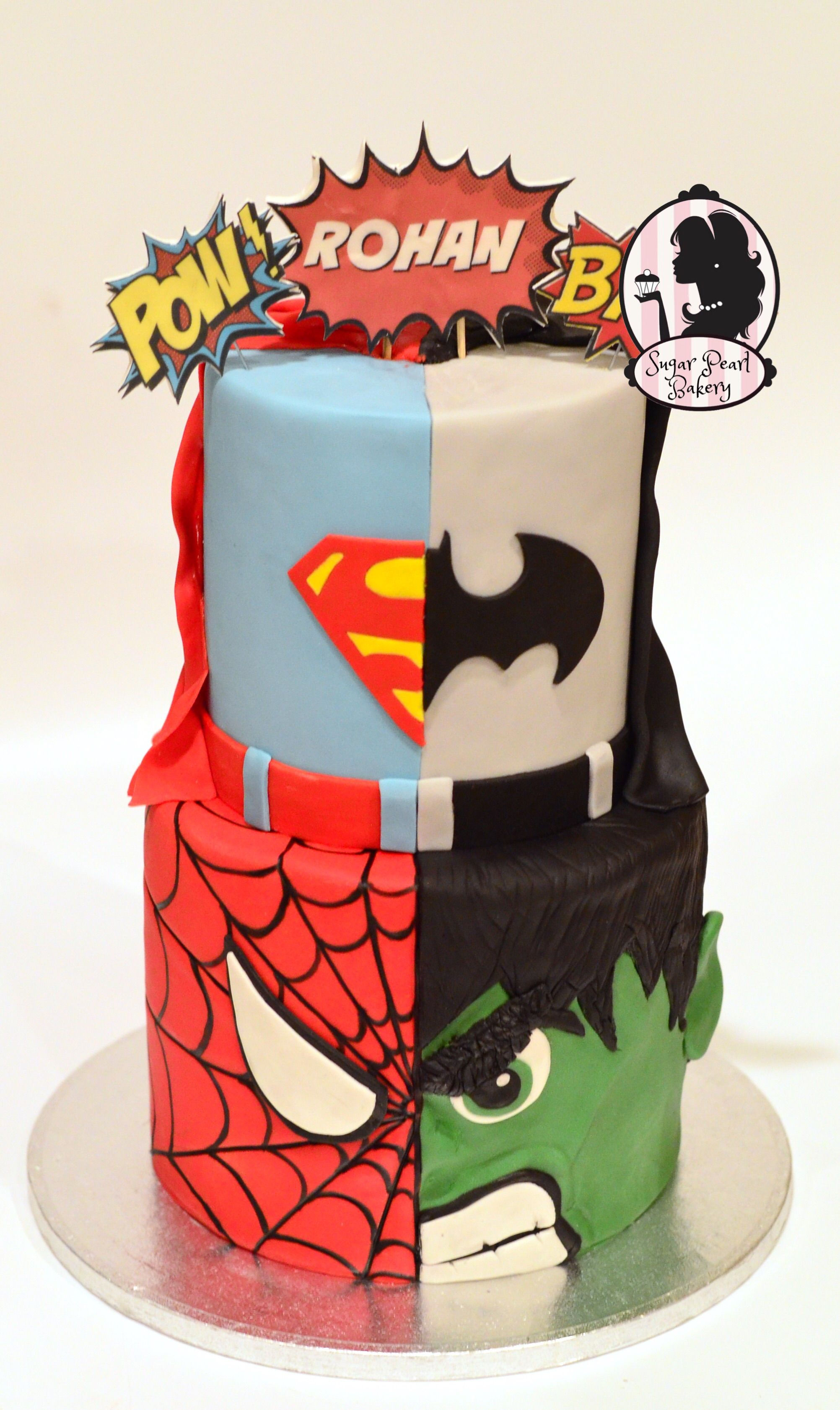 Wallpaper #nhk7E48BtGB6xQ78hGWa35 Marvel vs DC Birthday Cake Spider Man Hulk Batman Superman Avengers