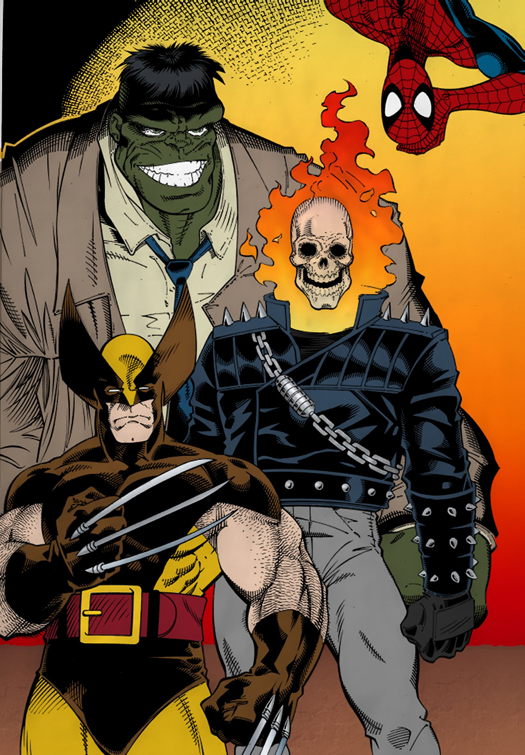 Wallpaper #UmfnApMBSpphPi3-dbEP77 Hulk Ghost Rider Spiderman Marvel Comics Disney Art Adams Marvel