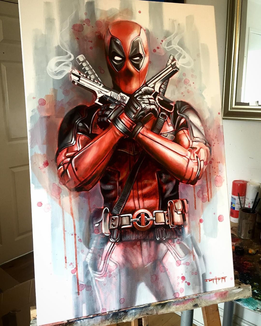 Wallpaper #7BGlM5MBXrlMTfB52Epu432 Deadpool Painting by Ben Jeffery Deadpool Painting Deadpool Art
