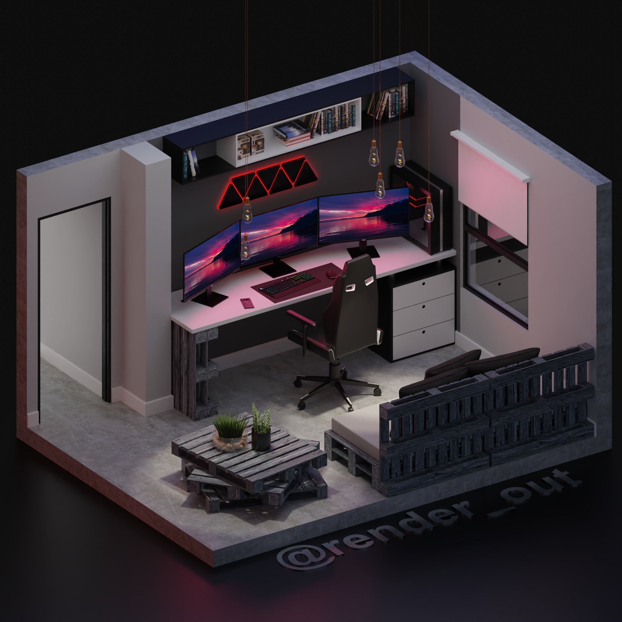 Wallpaper #aWfA6pIBSpphPi3-sEia57 Cool 3D Gaming Set Up 3D Model Small Game Rooms Media Room Design