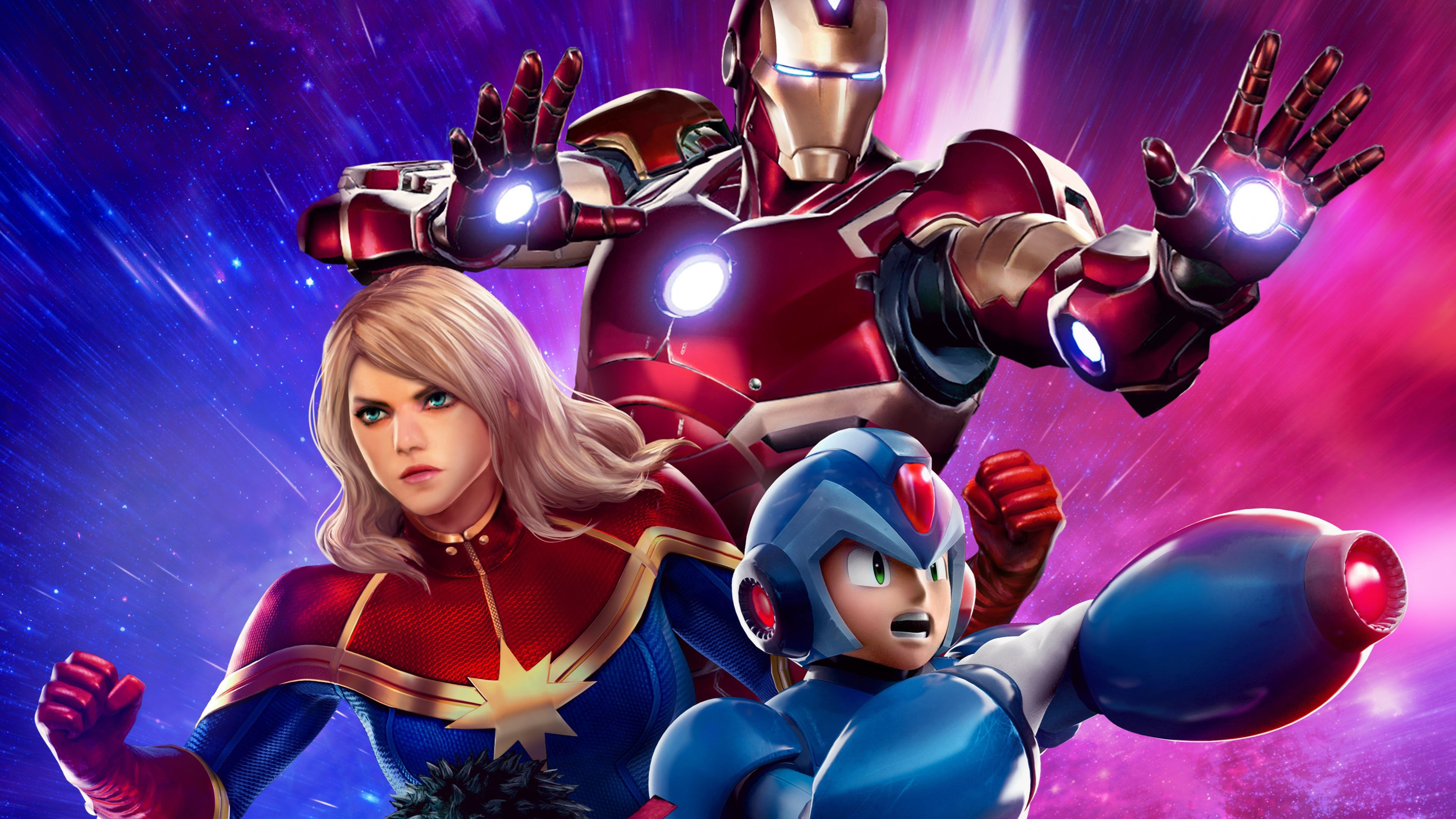 Wallpaper #DWfzD5MBSpphPi3--vEw12 Awesome Iron Man Captain Marvel Mega Man 4K Marvel vs Capcom Infinite