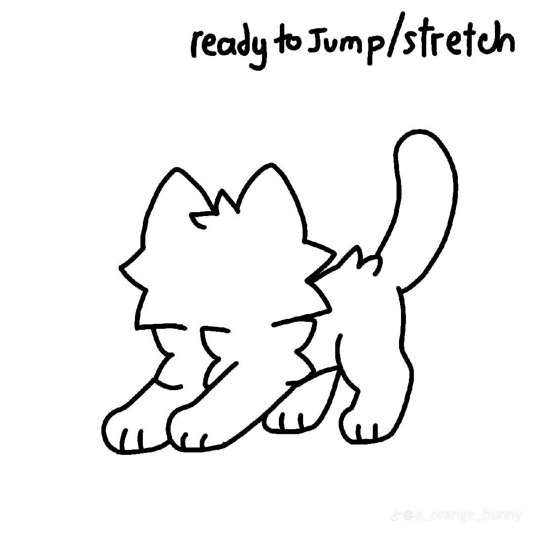 Wallpaper #vQMhY5MBpyOg8YnExNQw384 A Drawing of a Cat with the Words Ready to Jump Stretch