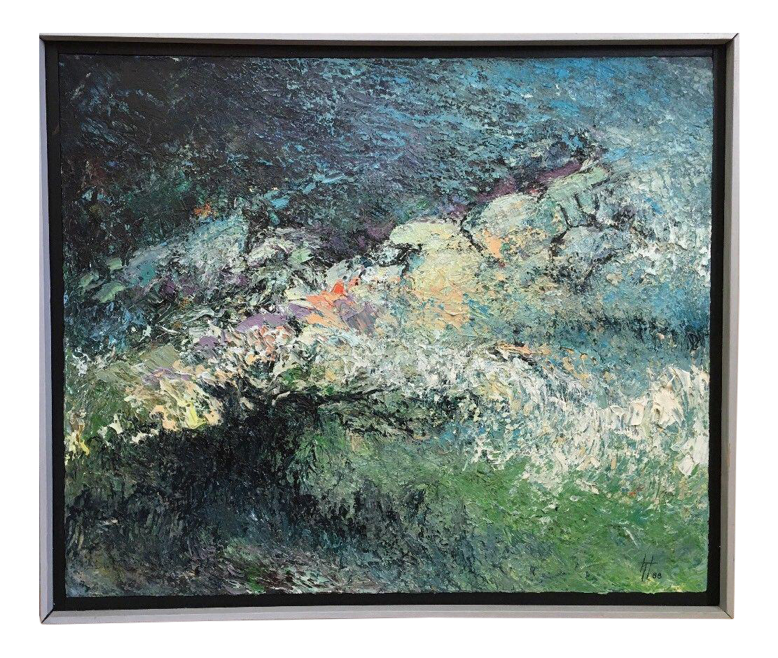 Wallpaper #W2ex7ZIBSpphPi3-OlmC148 Timothy Hasenstein Vintage Abstract Expressionist Oil Painting Ocean