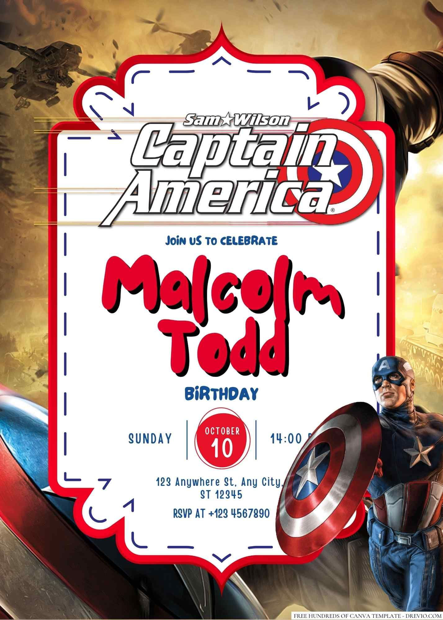 Wallpaper #ExkbEI8BtGB6xQ78xV6e56 Free Captain America Birthday Invitation Templates in 2023 Captain