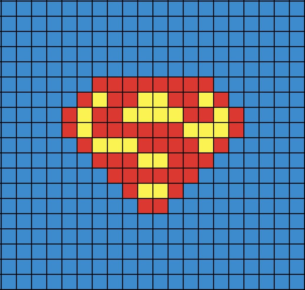 Wallpaper #o-p9VZMBlwTYPL18kw20241 A Small Pixel Art Template of the Vintage Light Coloured Super Man