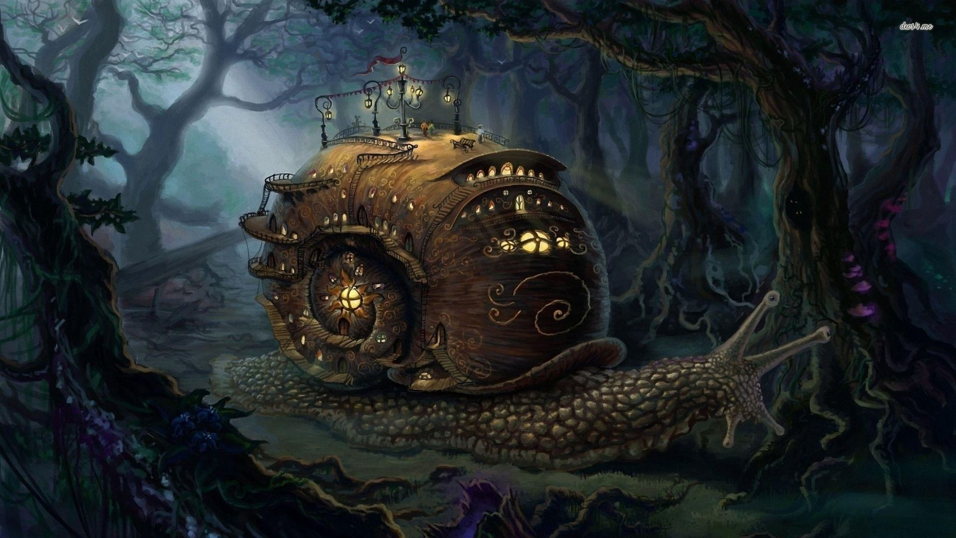 Wallpaper #7DE0NZMB5zzyi_yYk1WD102 Snail Shell House Steampunk Wallpaper Steampunk Art Steampunk City