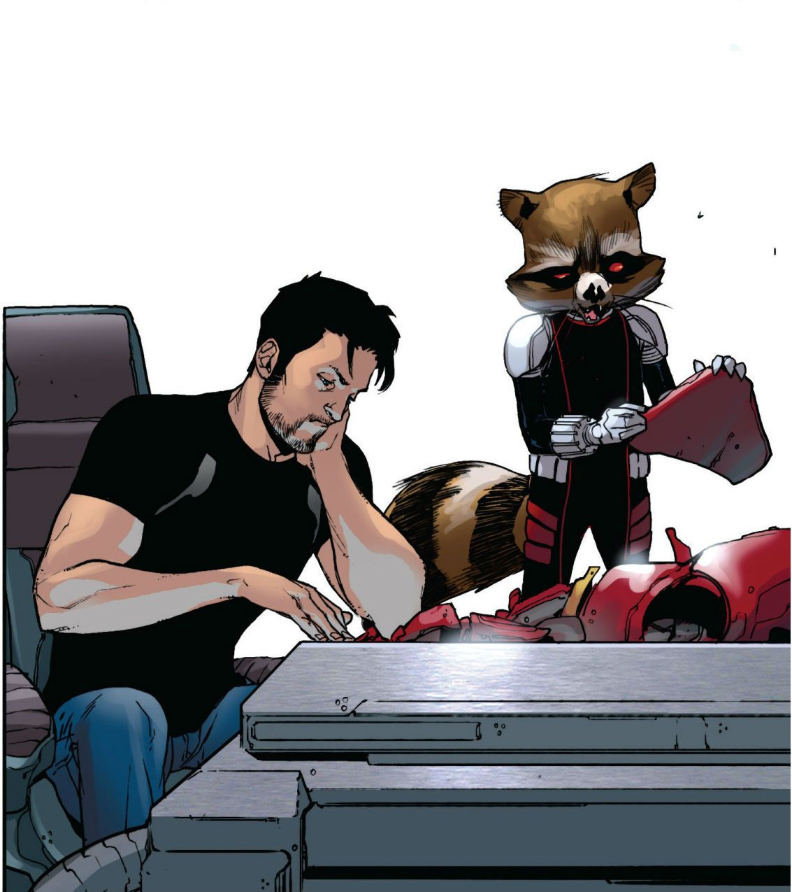 Wallpaper #J6WTOJMBVBiSkHCaZY7-280 Tony Stark and Rocket Raccoon by Sara Pichelli Guardioes Da Galaxia