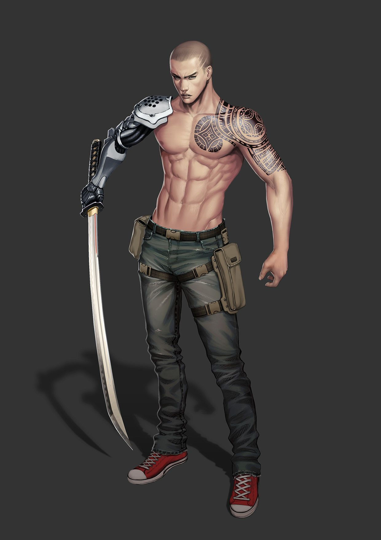 Wallpaper #QEUqpI4B7YBJg1BVBKXO21 Cyborg Samurai Dok Cyberpunk Character Cyberpunk Male Character
