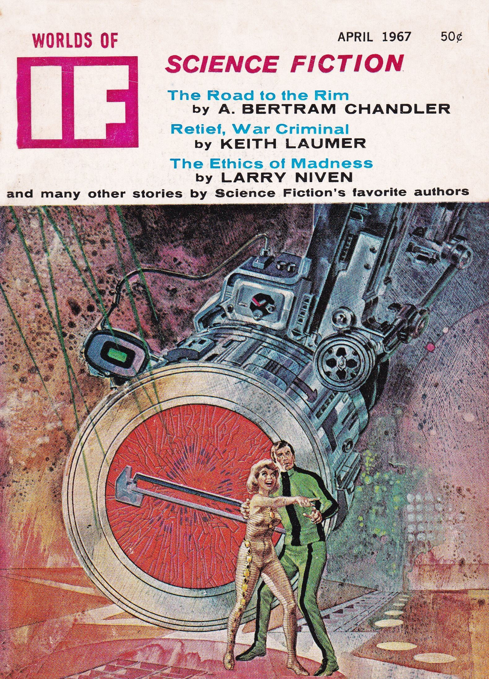 Wallpaper #bGeY_ZIBSpphPi3-Mpyn180 Worlds of if April 1967 Cover Art Morrow Science Fiction