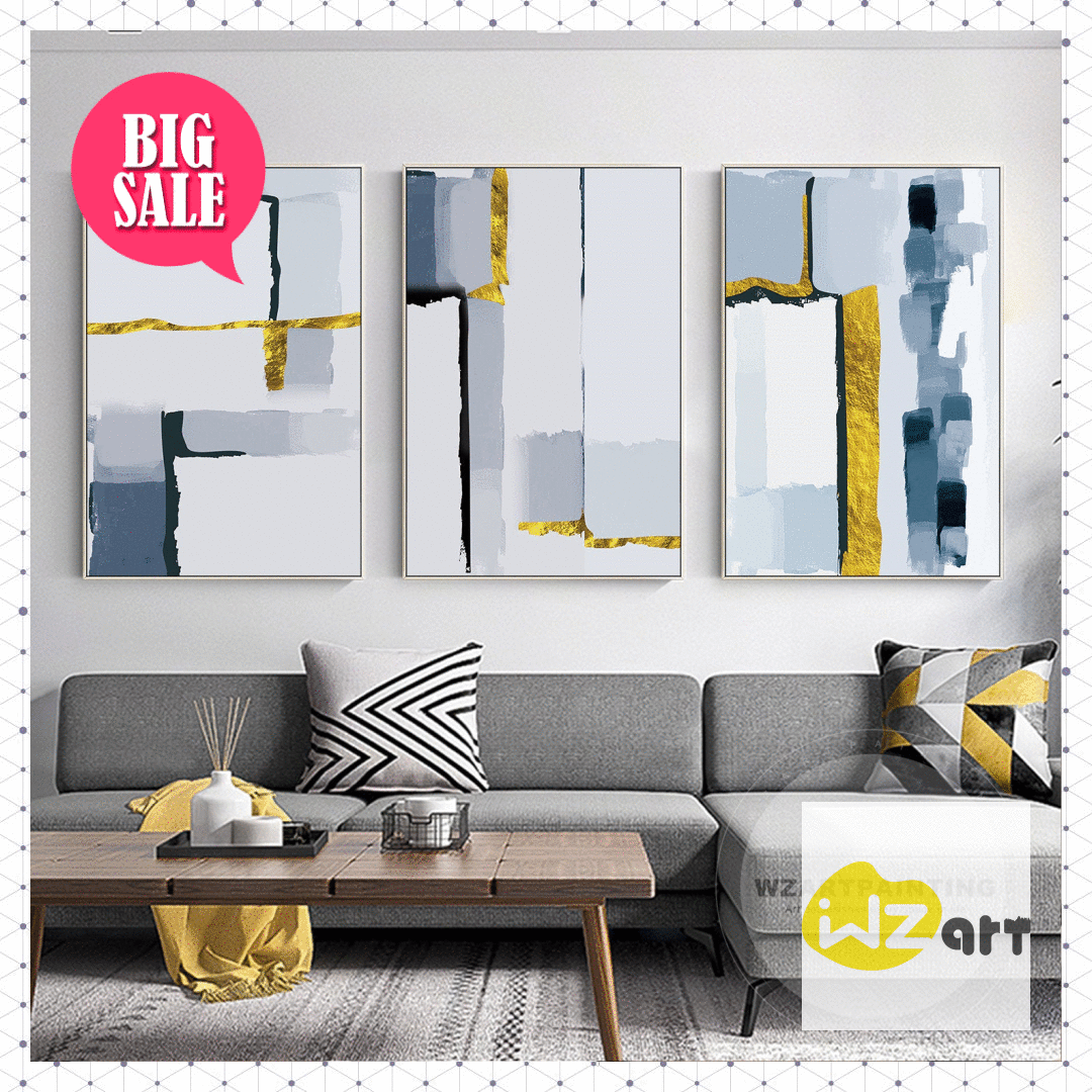 Wallpaper #W2g2IpMBSpphPi3-mTKk155 Set of 3 Prints Framed Wall Art Modern Abstract Gold Navy Blue Print