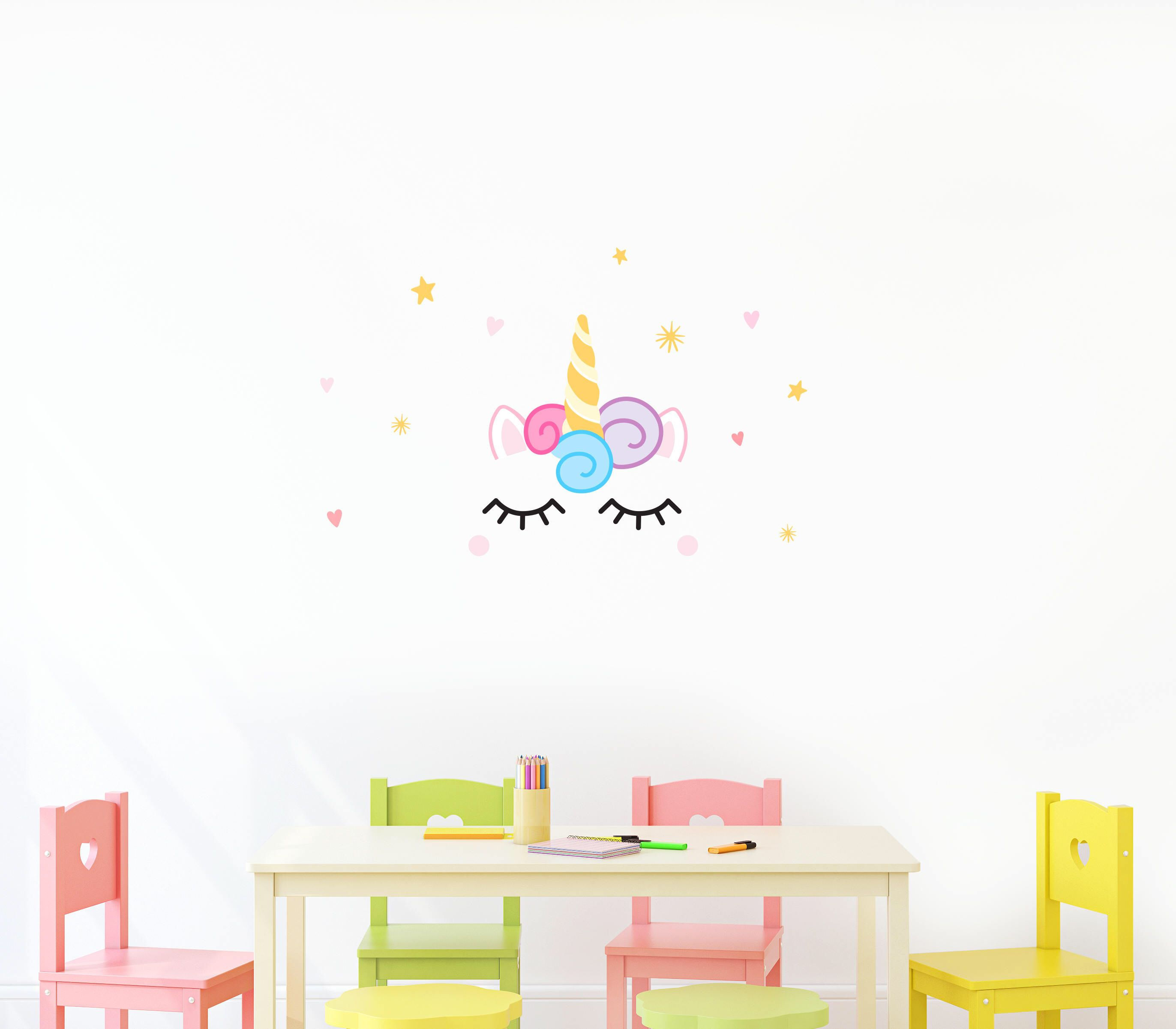 Wallpaper #zWc47JIBSpphPi3-gFEE97 Unicorn Wall Decal Fabric Reuseable by Namebubbles on Etsy Https