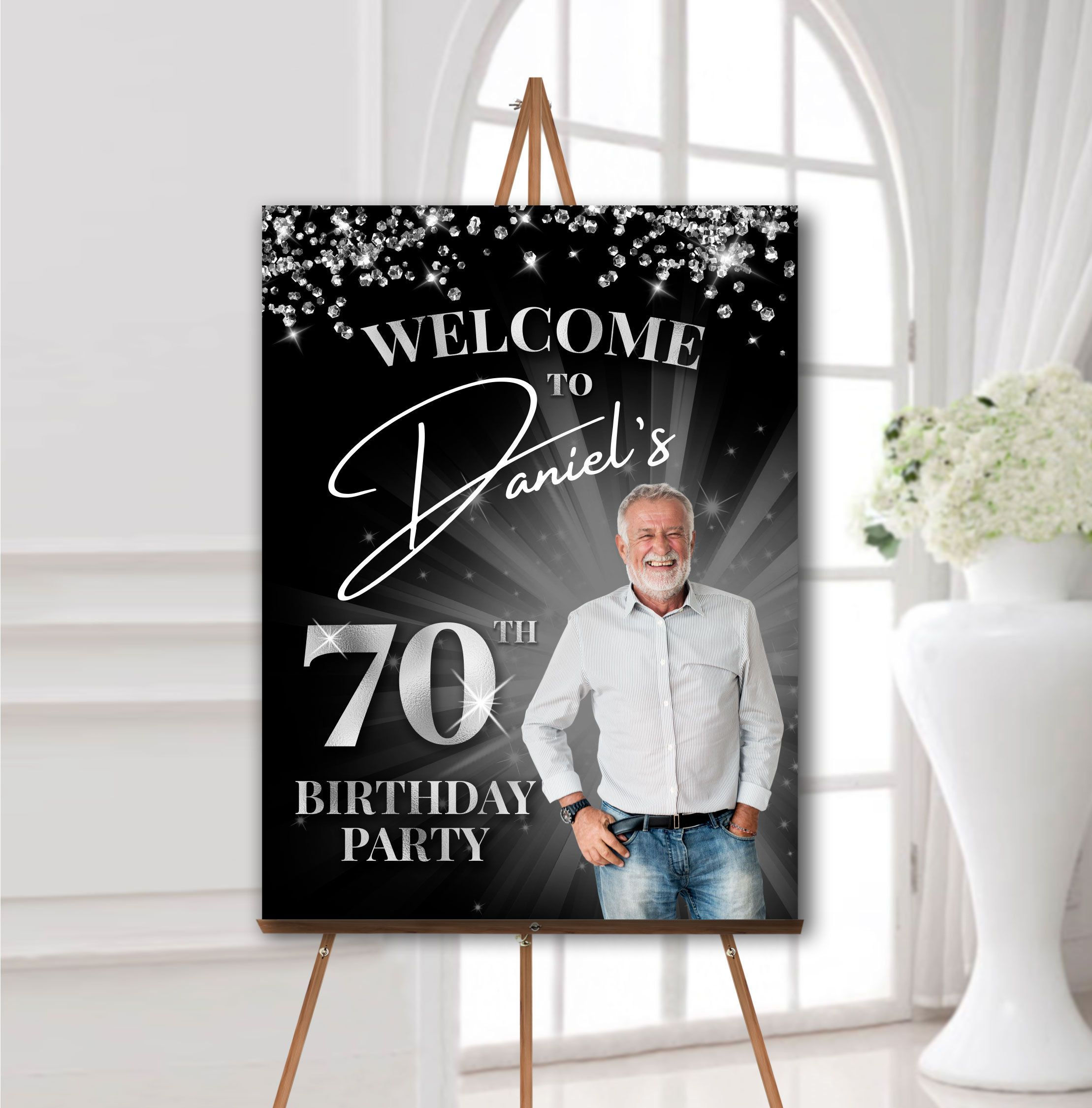 Wallpaper #PDHeNZMB5zzyi_yYylio67 70th Birthday Welcome Sign with Photo Any Age Birthday Poster