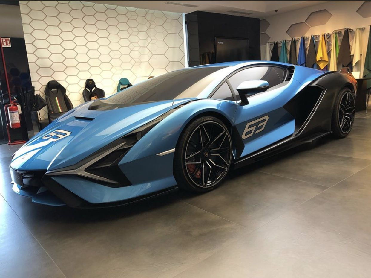 Wallpaper #2meb55IBSpphPi3-_DiQ38 Lamborghini Sian Fkp 37 Painted in Blu Aegir W the Number 63 on the