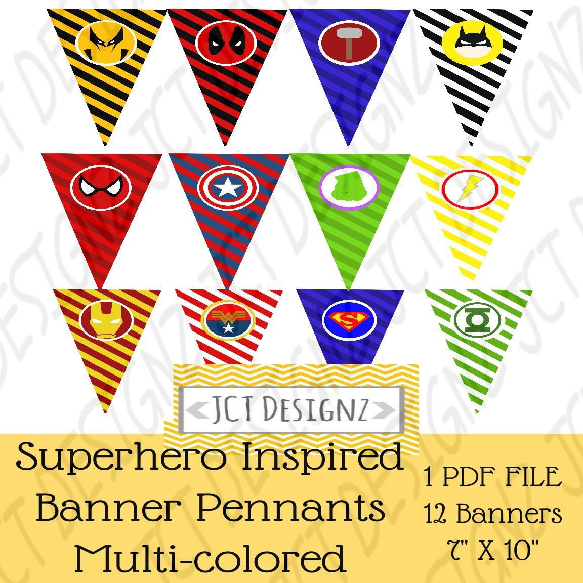 Wallpaper #EjHONZMB5zzyi_yYEVil48 Instant Download Superhero Inspired Banners Hero Birthday Etsy