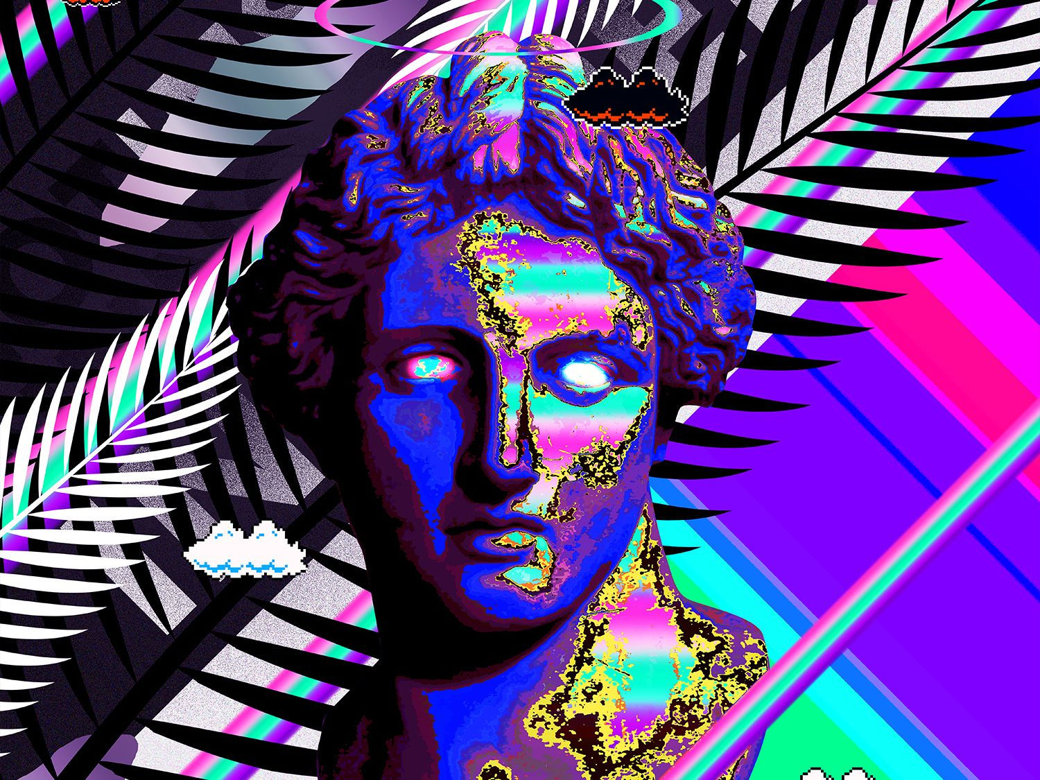 Wallpaper #-Rk8BI8BtGB6xQ78uE3i19 Statue Palm Vaporwave Poster Surreal Art Vaporwave Retro Futurism