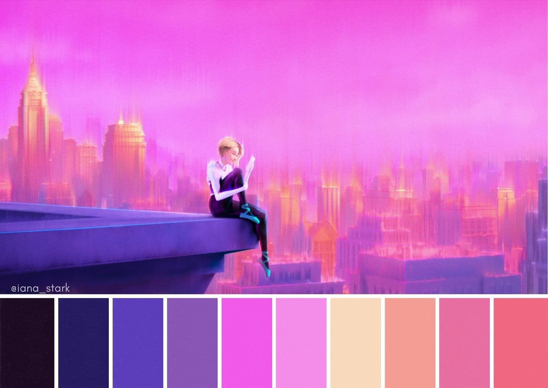 Wallpaper #MmhtGpMBSpphPi3-Uxyl125 Spider Man into the Spider Verse 2018 Movie Color Palette Color