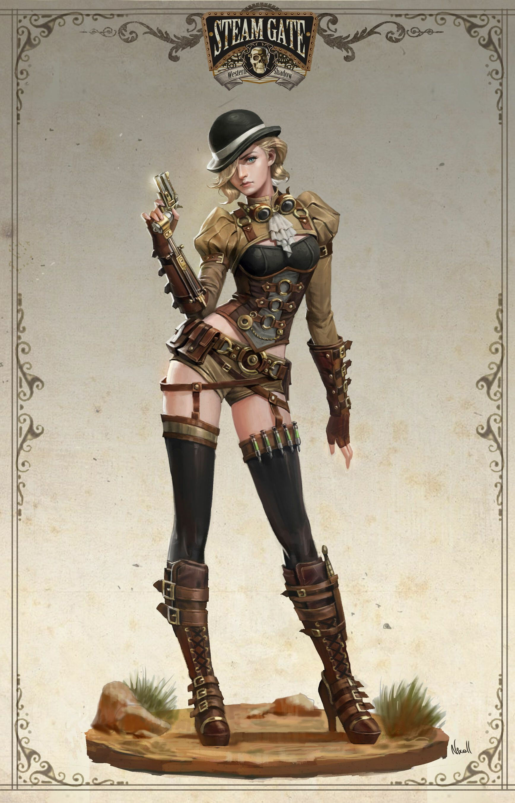 Wallpaper #4hkEF48BtGB6xQ78sm7722 Artstation Steam Gate Trpg Game Character Nixell Cho Steampunk