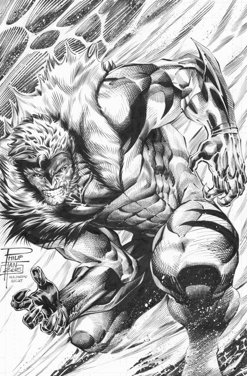 Wallpaper #ARn8H48BtGB6xQ78YX3524 Philip Tan Sabretooth Inks by Boysicat Comic Villains Sabretooth