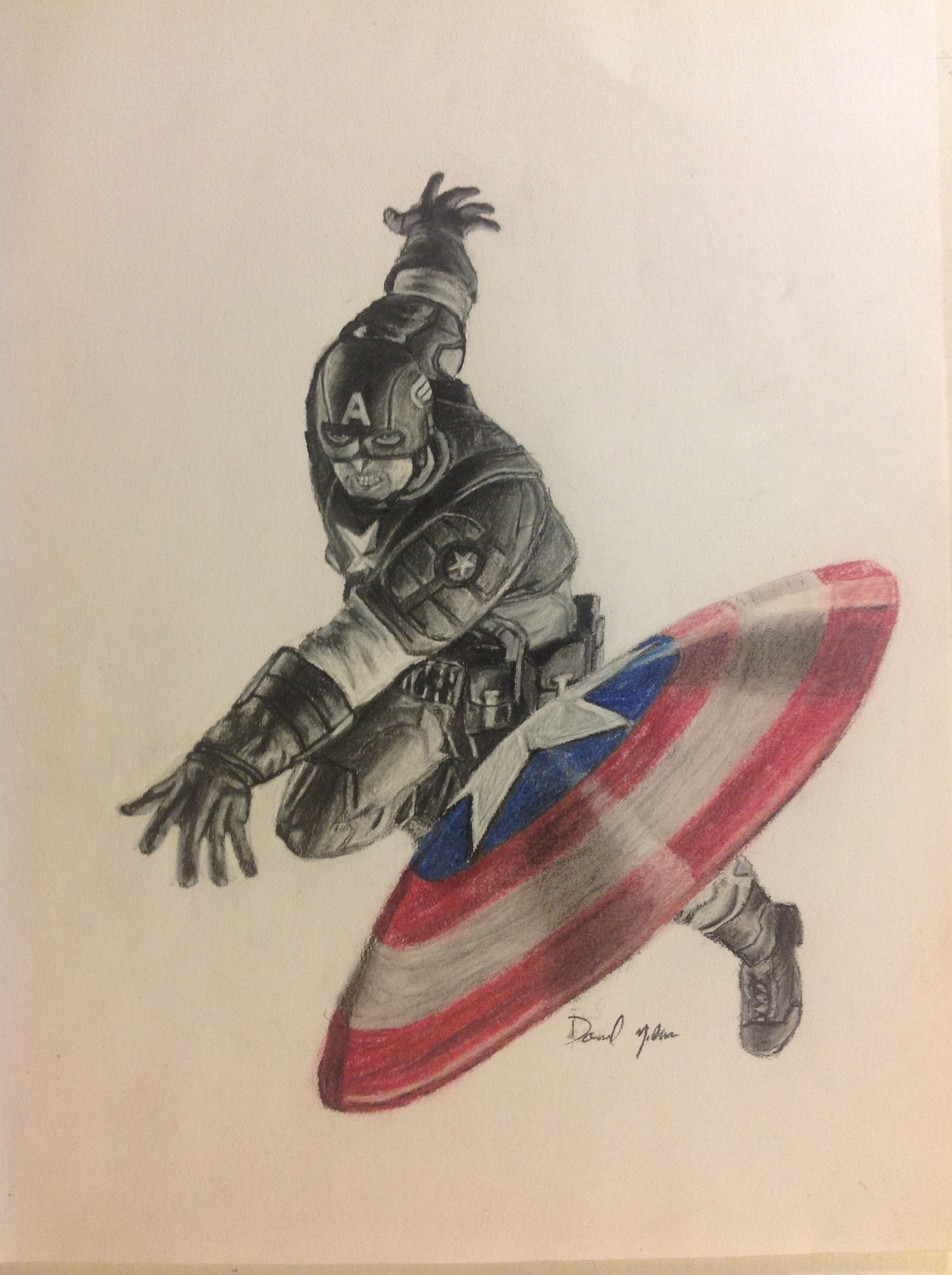 Wallpaper #5md7-pIBSpphPi3-k5Dd167 Captain America Done with Charcoal and Pastel Pencils Pastel