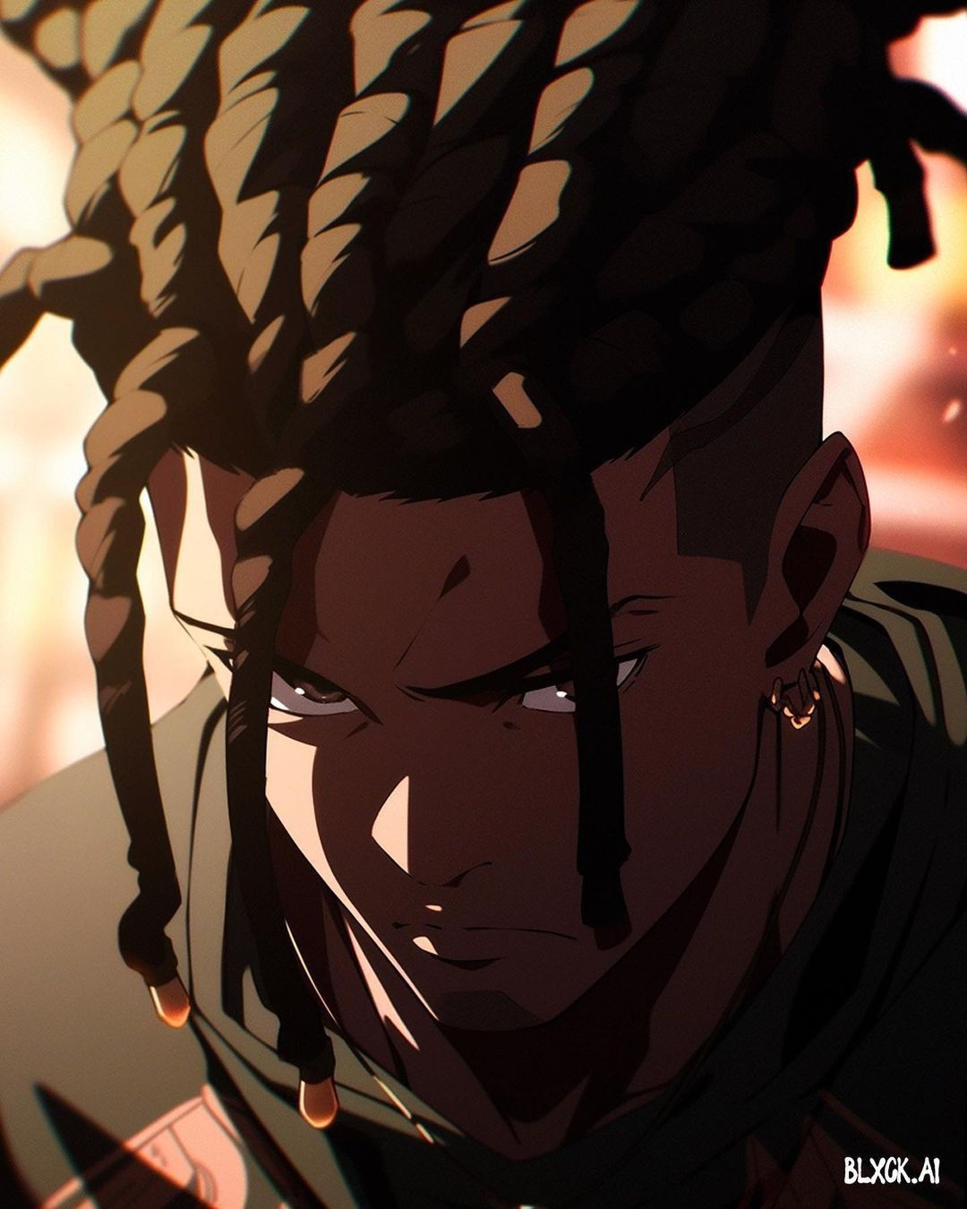 Wallpaper #fGd1AJMBSpphPi3-QqZu61 An Anime Character with Dreadlocks Looking at the Camera