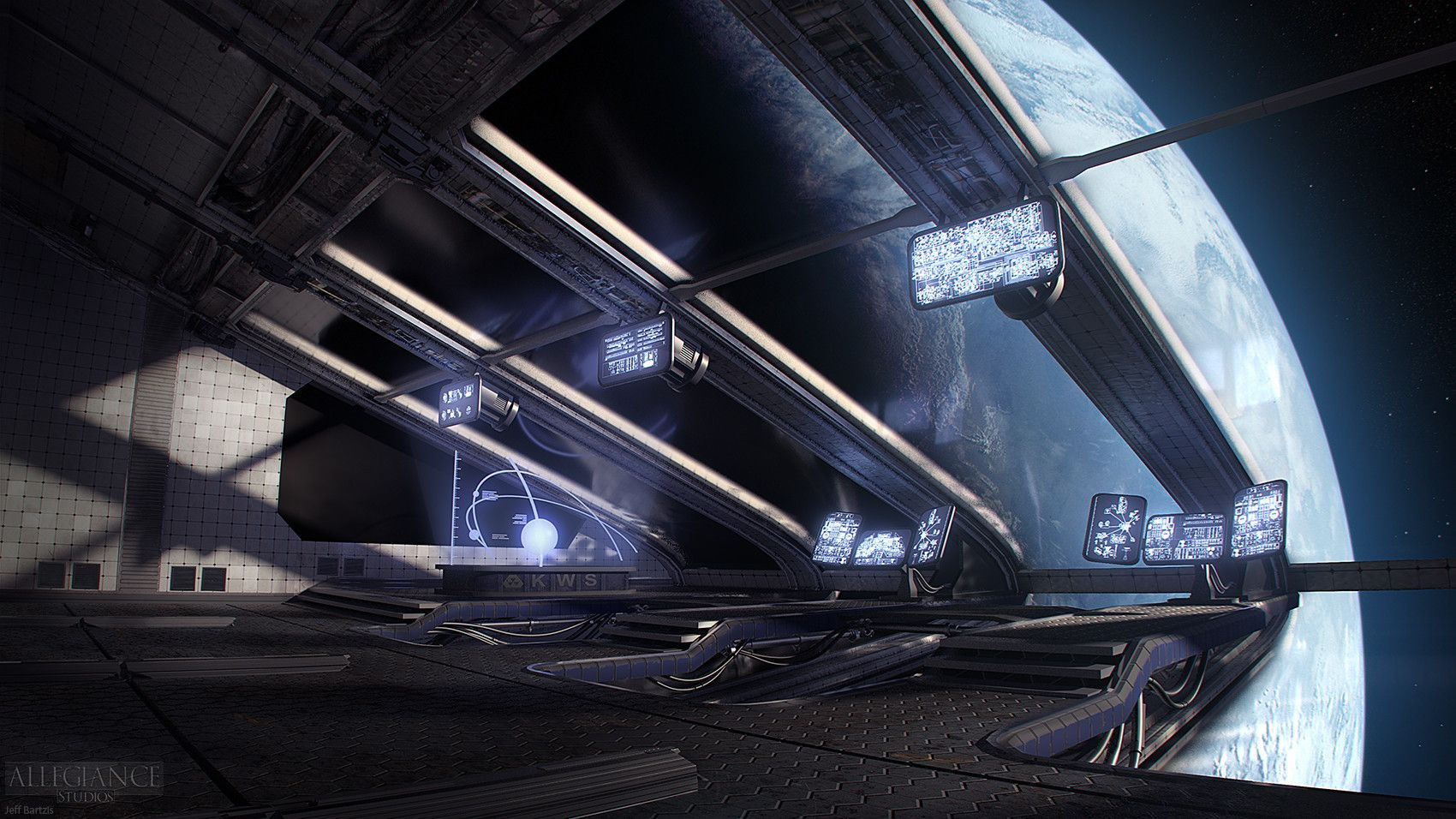 Wallpaper #rBmbHo8BtGB6xQ78Z3ny25 Starship Bridge Jeff Bartzis Scifi Interior Starship Spaceship