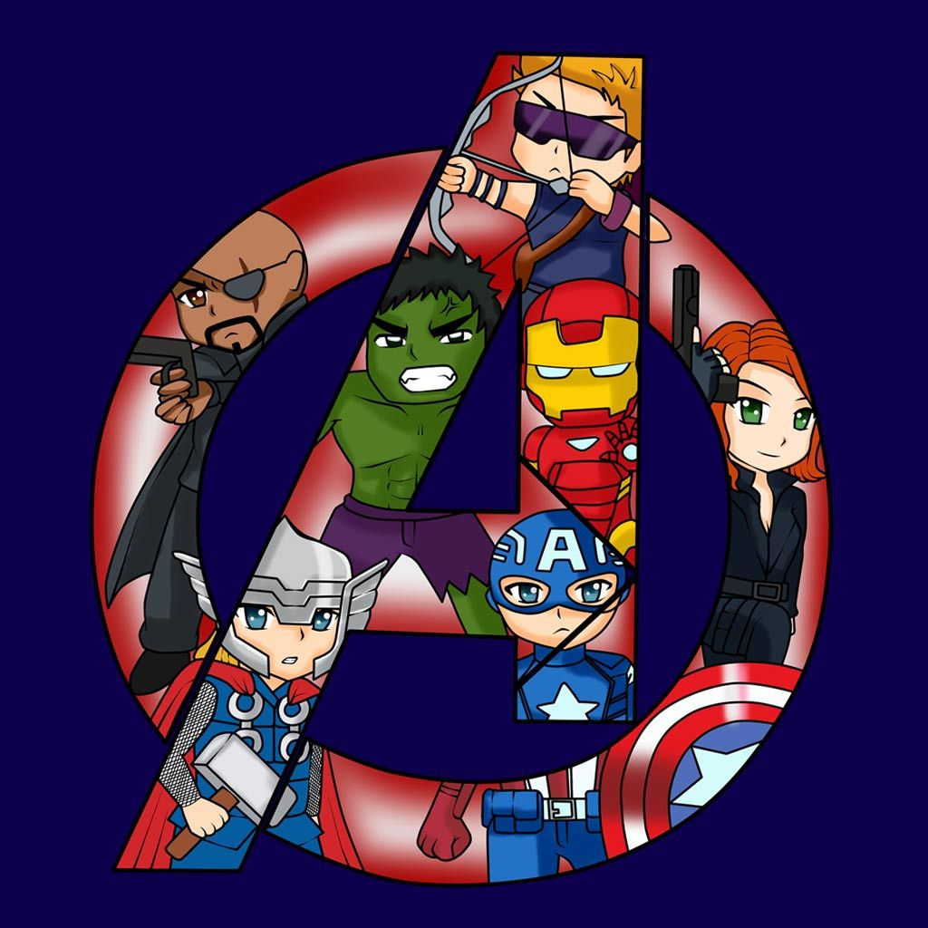 Wallpaper #Un0z844Bnwiau_P6ZQx742 Marvel Avengers Logo Chibi Cartoon Iron Man Captain America