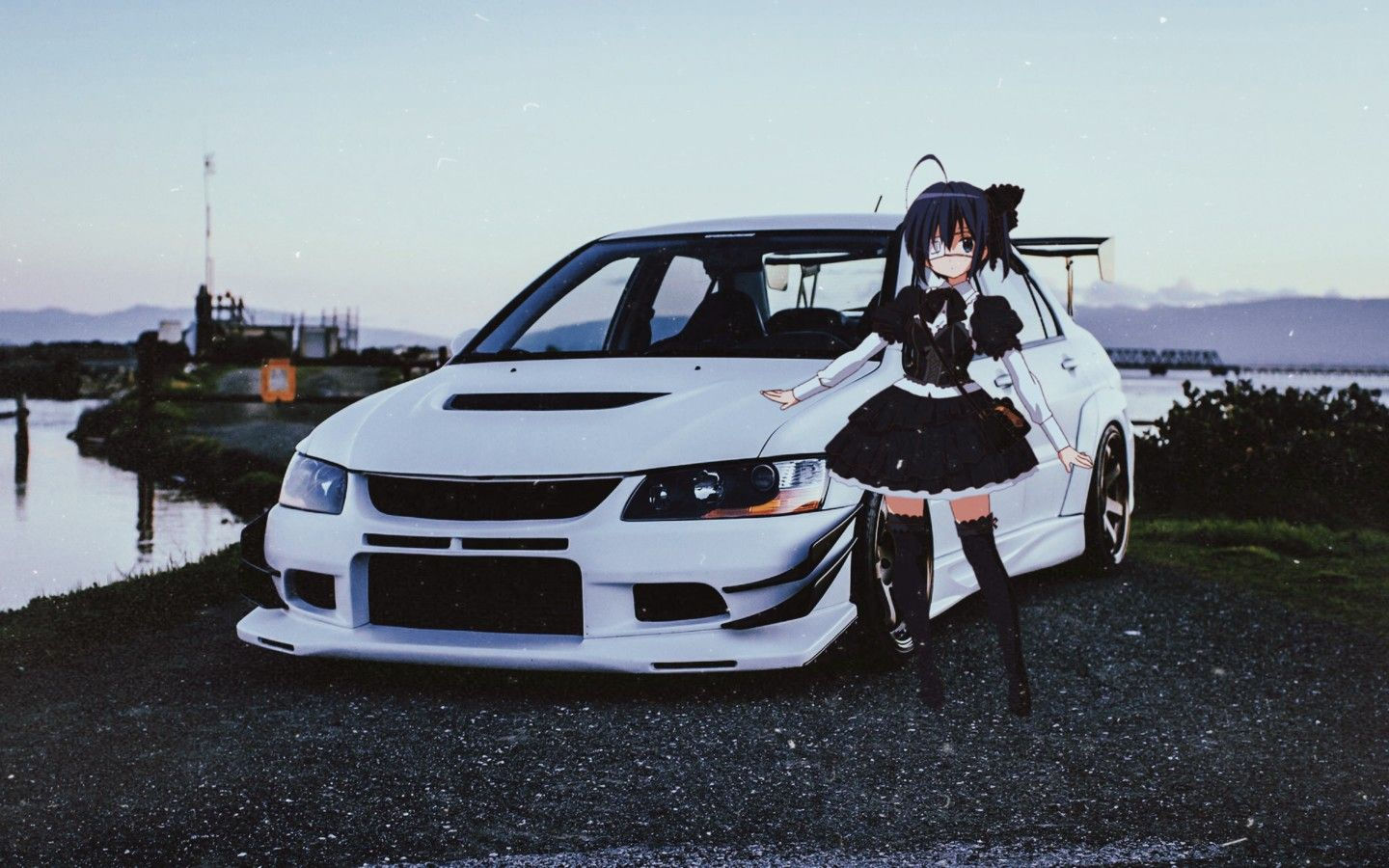 Wallpaper #46bf0 Download Girl Leaning on a Nissan Skyline Car Anime Wallpaper