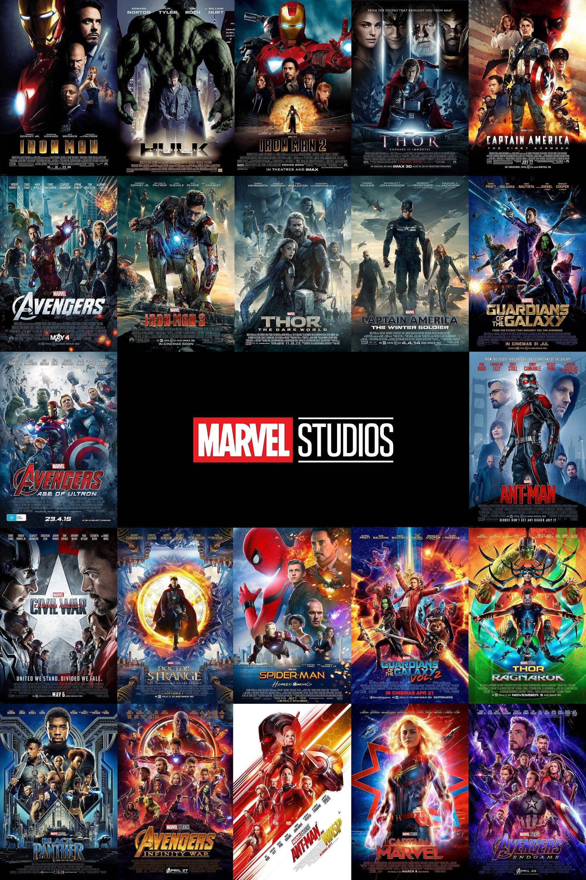 Wallpaper #4B1nKpMBlOZrFDOktMNj188 All 22 Marvel MCU Movie Posters on One Poster Phase 1 2 3 4 Canvas